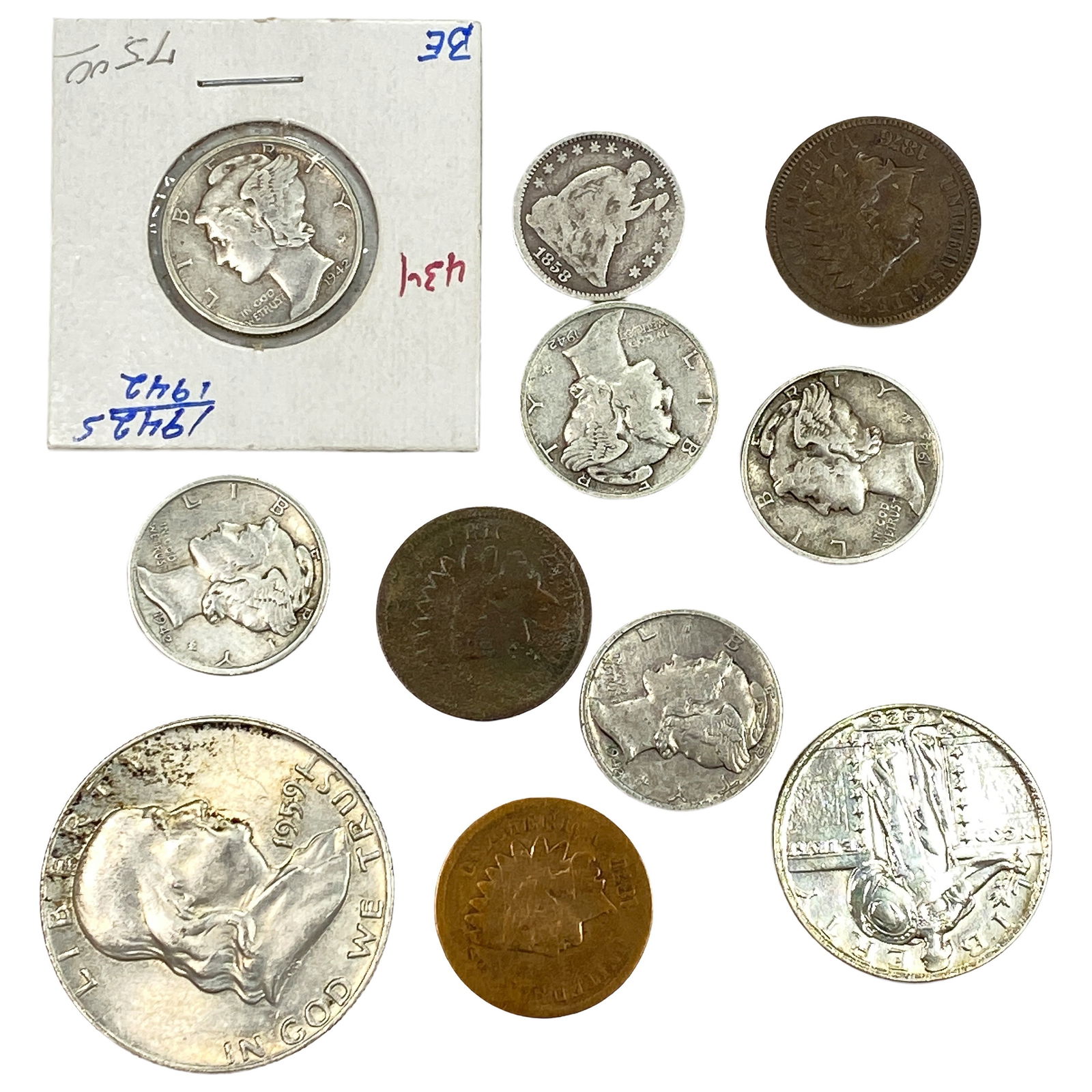 [11 Coins] 1858-1959 U.S. Coin Lot 1C-50C (1 of 2)