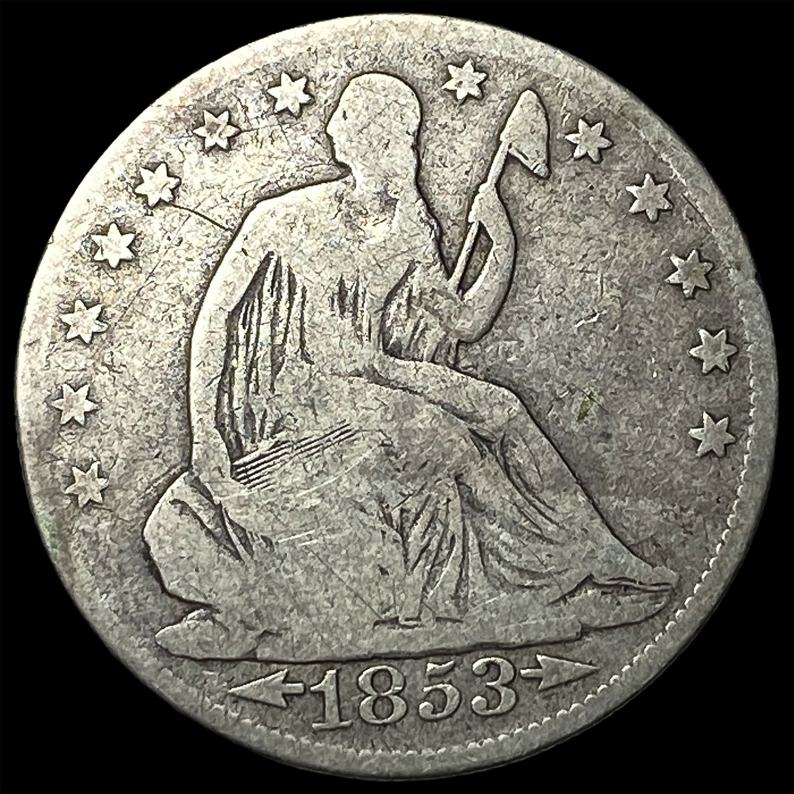 1853-O Silver Seated Liberty Half Dollar NICELY CIRCULATED (1 of 2)