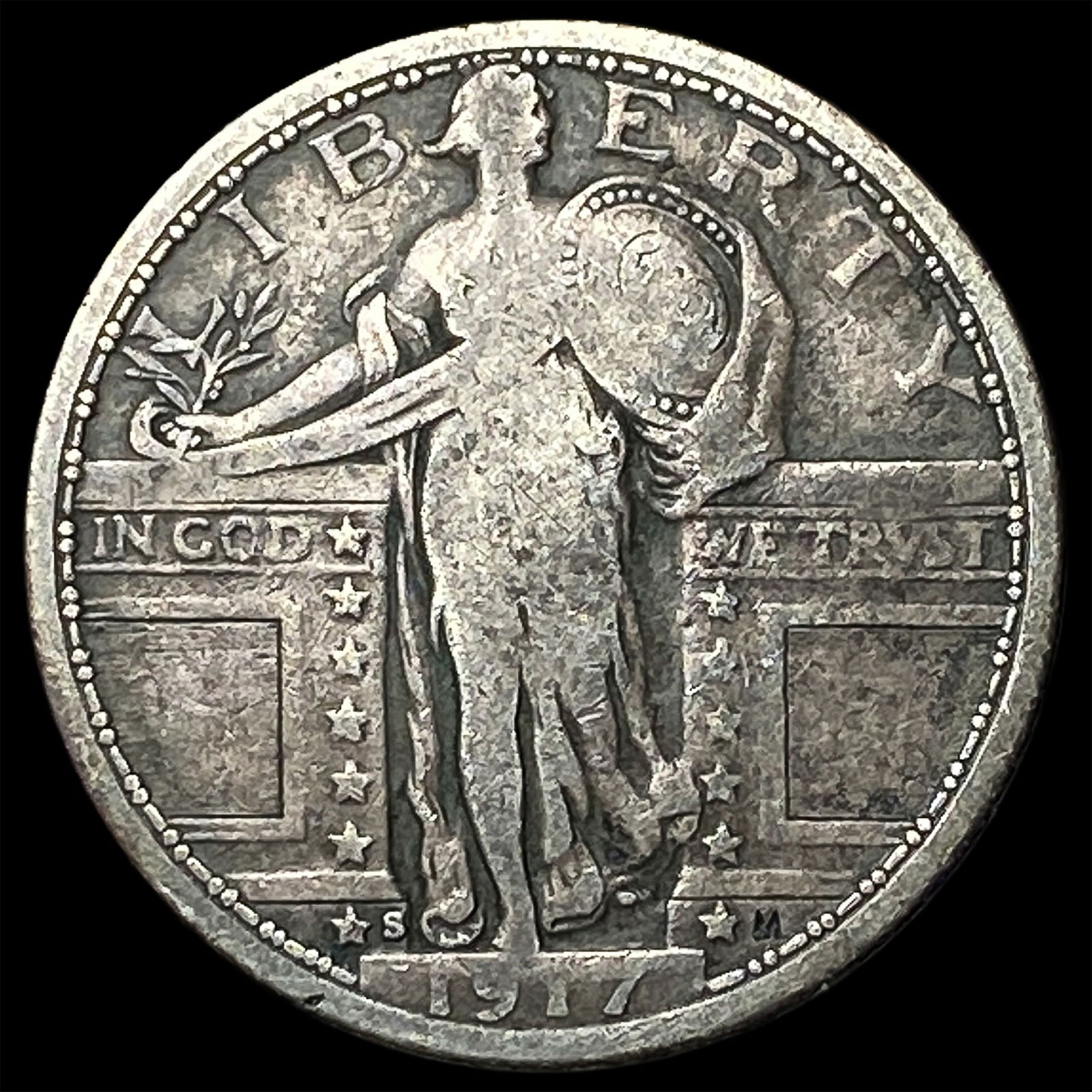1917-S Type 1 Standing Liberty Quarter NICELY CIRCULATED: 1917-S Type 1 Standing Liberty Quarter NICELY CIRCULATED