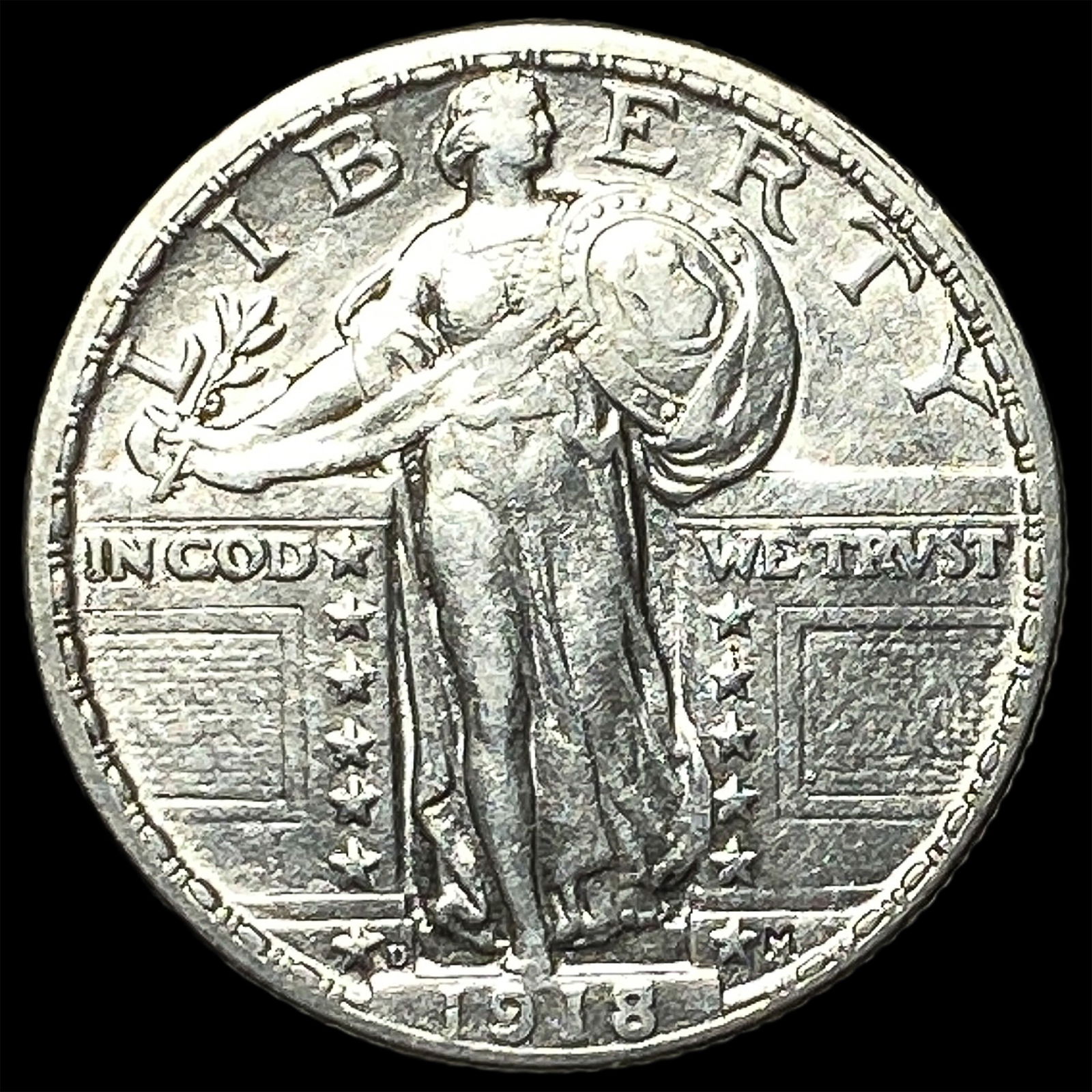 1918-D Silver Standing Liberty Quarter CLOSELY UNCIRCULATED (1 of 2)