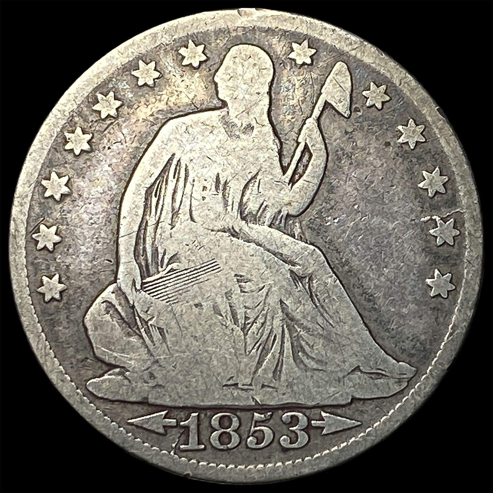1853-O Silver Seated Liberty Half Dollar NICELY CIRCULATED: 1853-O Silver Seated Liberty Half Dollar NICELY CIRCULATED