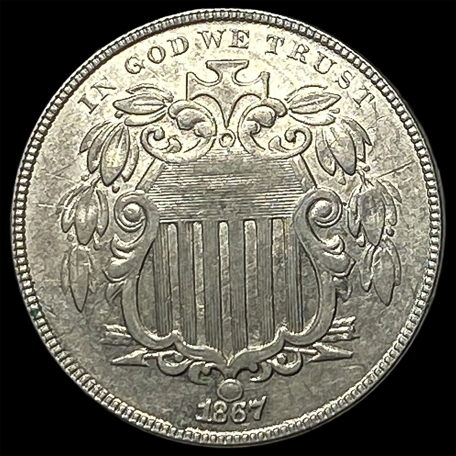 1867 Shield Nickel CLOSELY UNCIRCULATED (1 of 2)