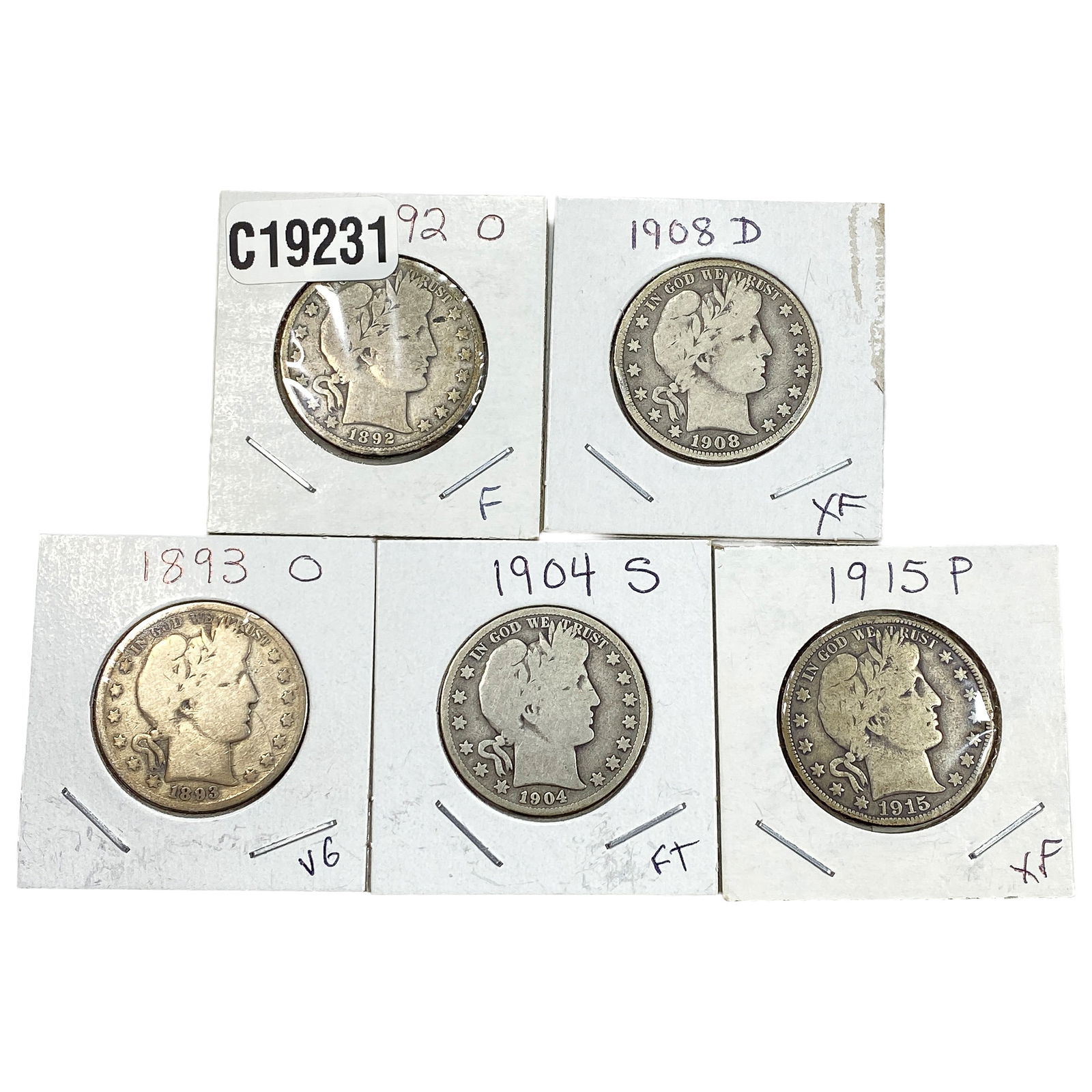 [5 Coins] 1892-1915 Walking Liberty Half Dollar (1 of 2)