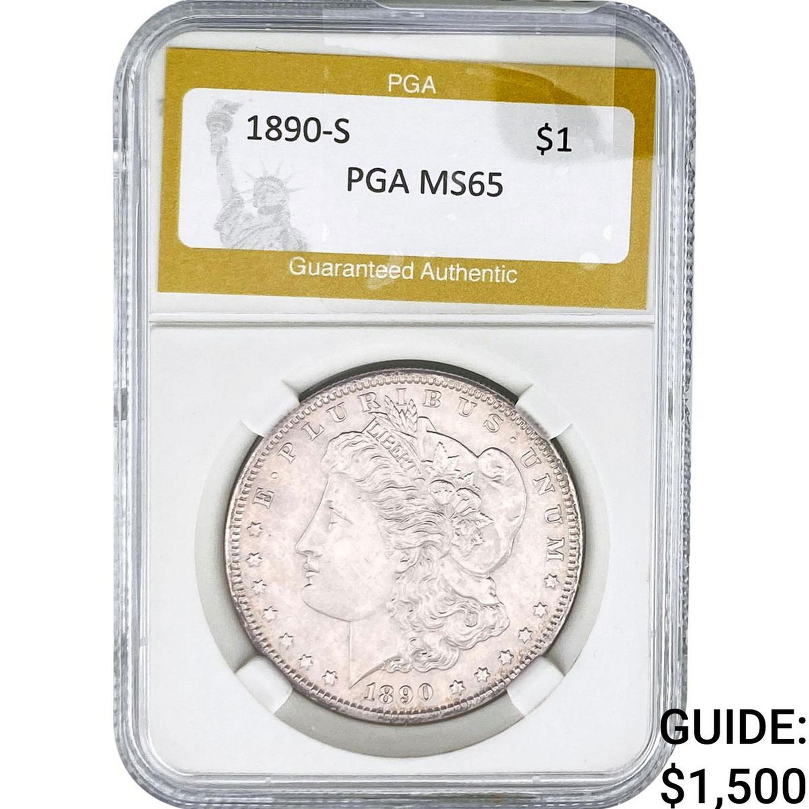 1890-S Morgan Silver Dollar PGA MS65 (1 of 2)