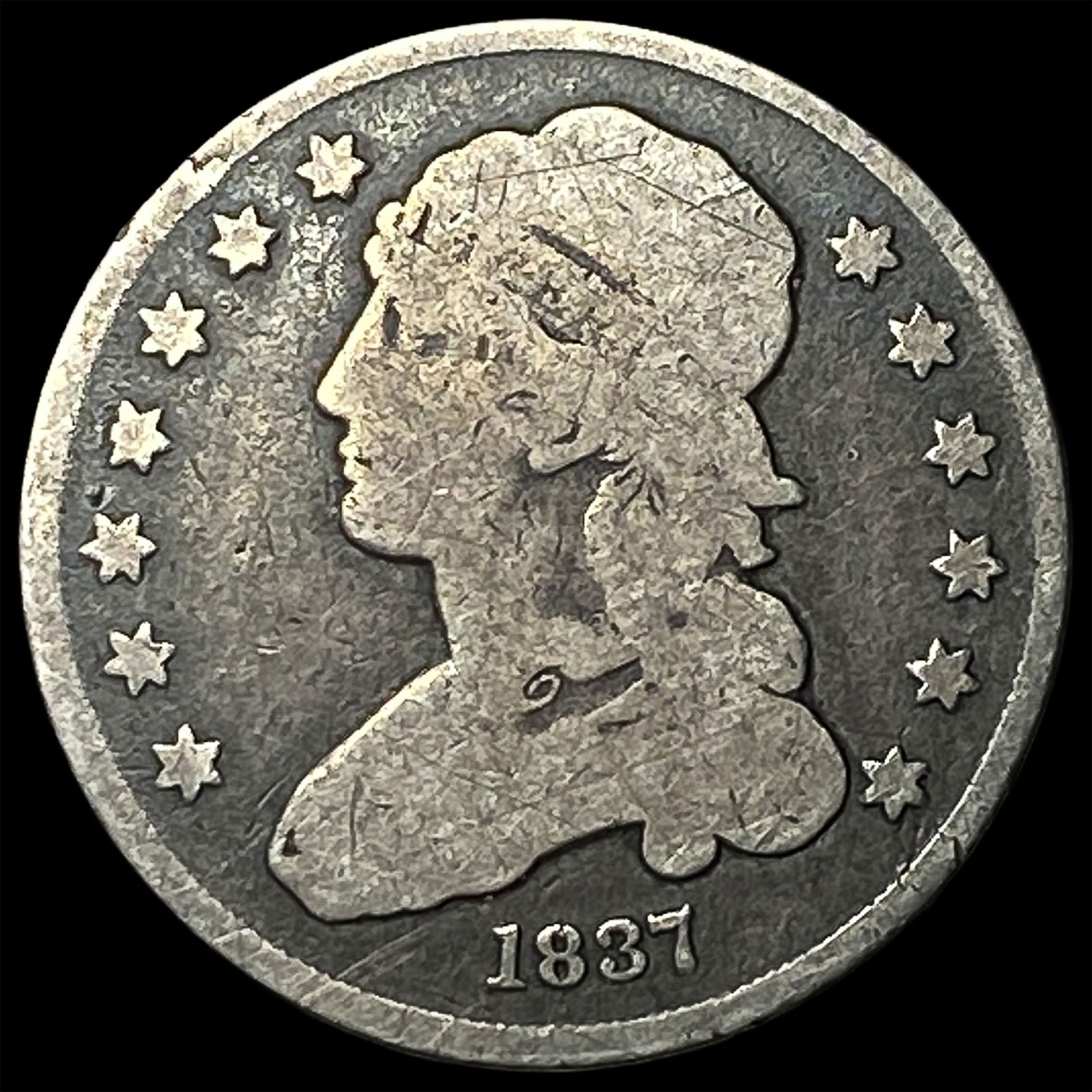 1837 Capped Bust Silver Quarter NICELY CIRCULATED (1 of 2)