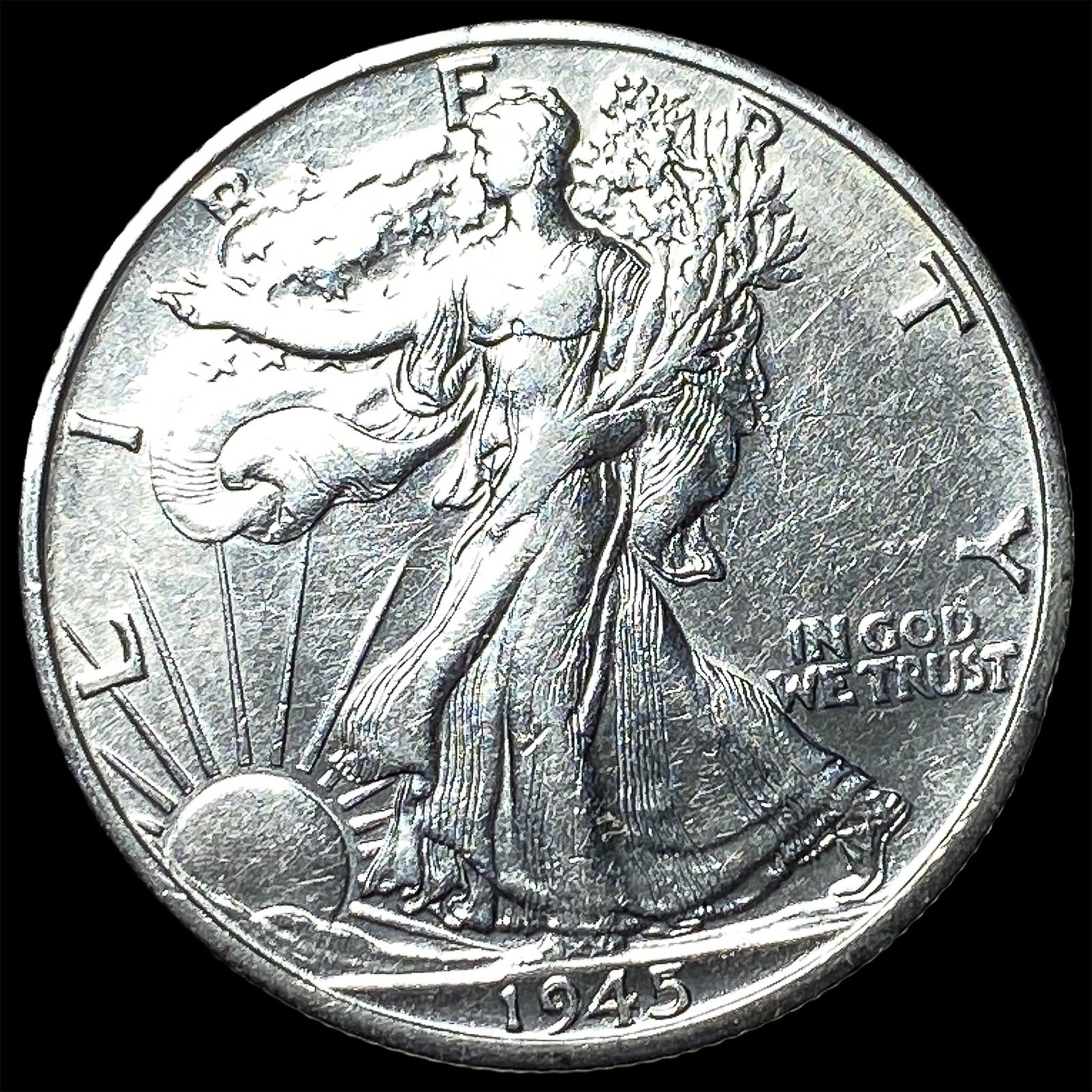 1945-D Walking Liberty Half Dollar CLOSELY UNCIRCULATED: 1945-D Walking Liberty Half Dollar CLOSELY UNCIRCULATED