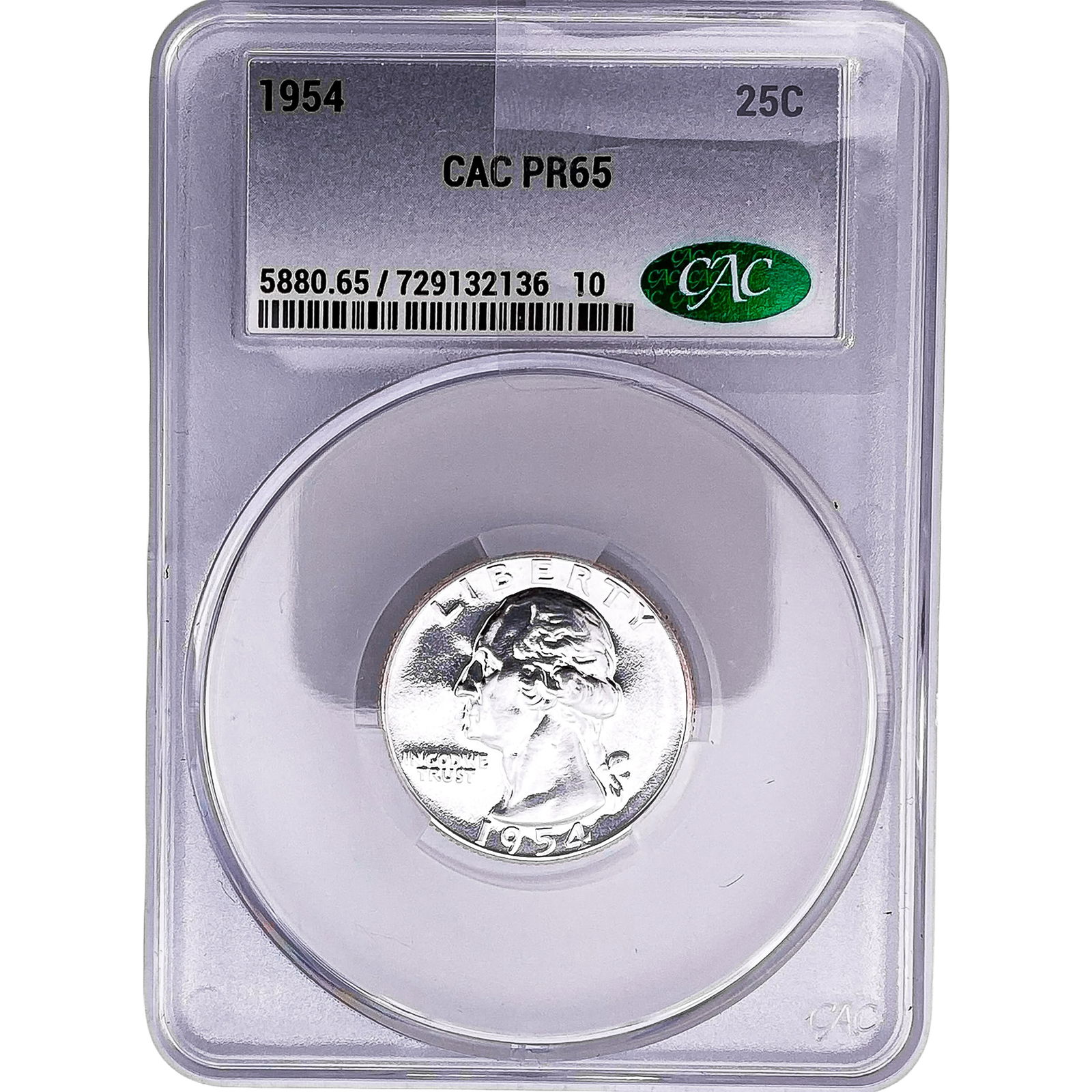 1954 Washington Silver Quarter CAC PR65: 1954 Washington Silver Quarter CAC PR65