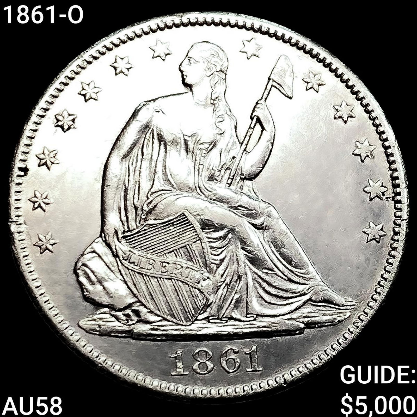 1861-O Seated Liberty Half Dollar CHOICE AU (1 of 2)
