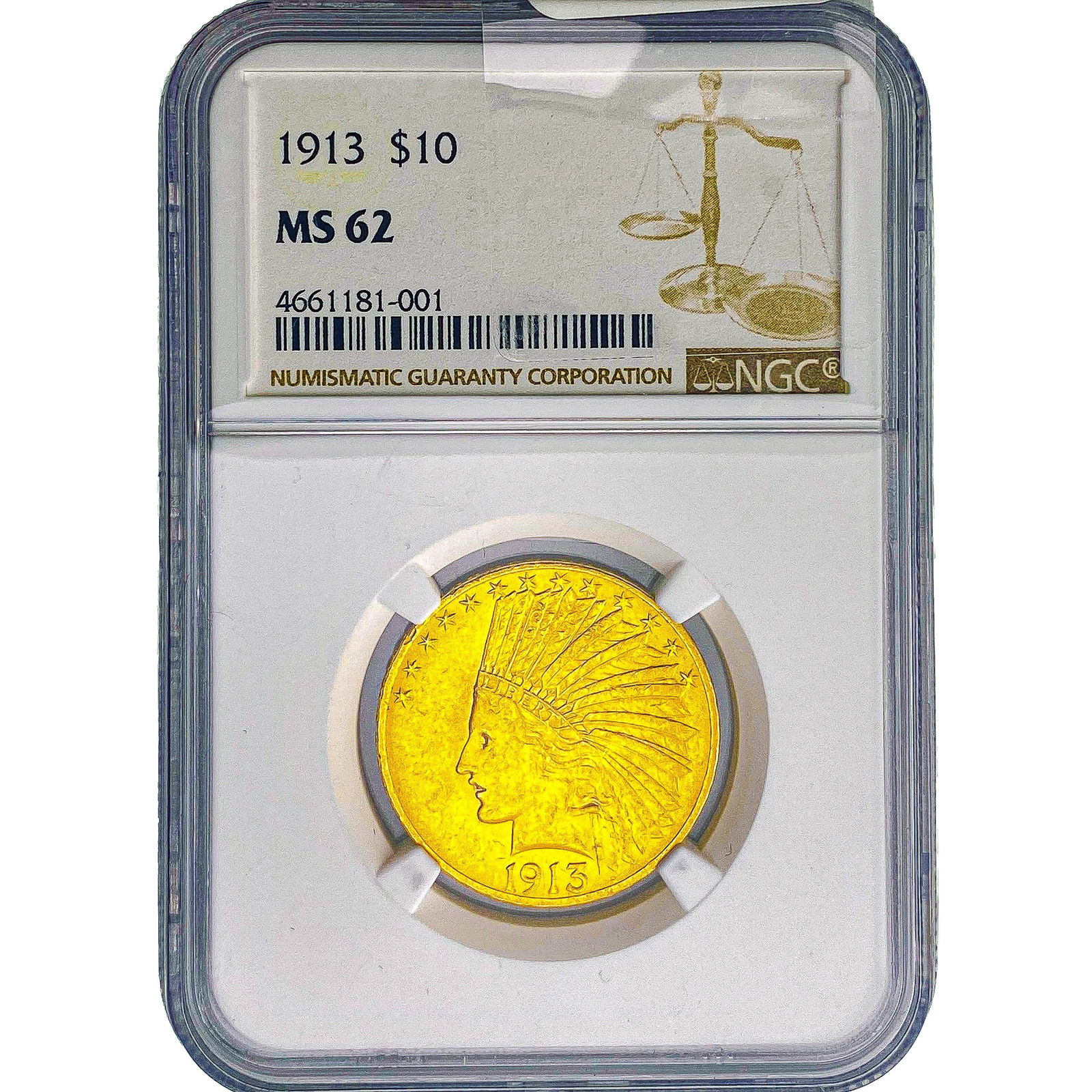 1913 $10 Gold Eagle NGC MS62: 1913 $10 Gold Eagle NGC MS62