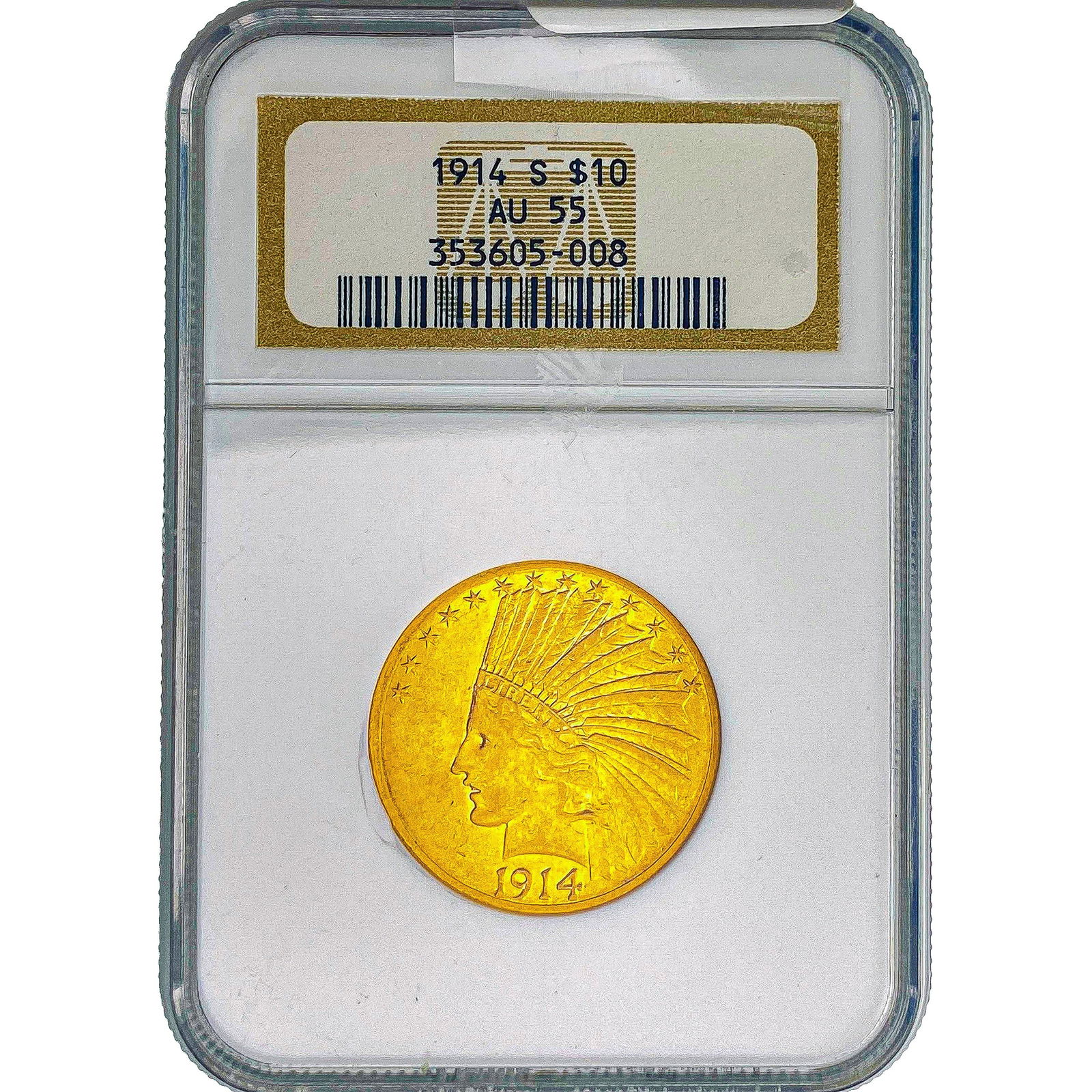 1914-S $10 Gold Eagle NGC AU55: 1914-S $10 Gold Eagle NGC AU55
