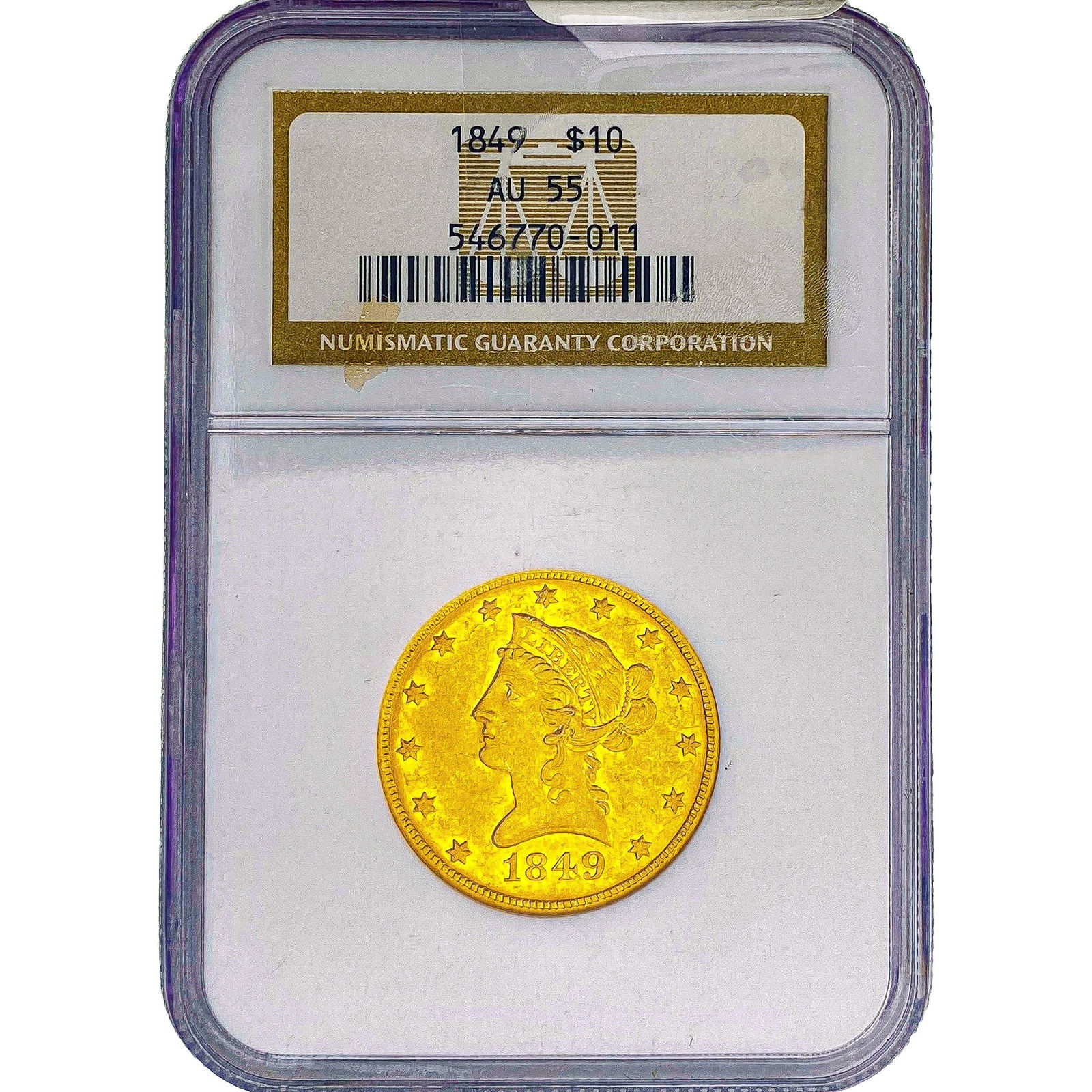 1849 $10 Gold Eagle NGC AU55 (1 of 2)