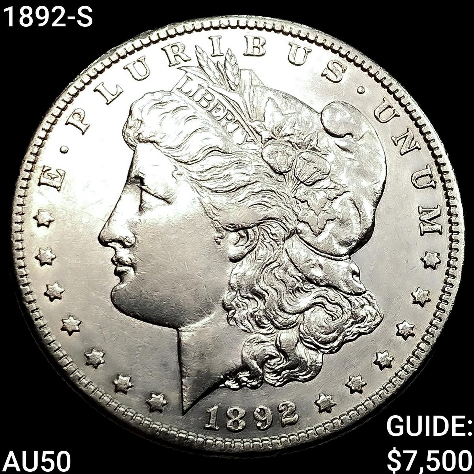 1892-S Morgan Silver Dollar CLOSELY UNCIRCULATED: 1892-S Morgan Silver Dollar CLOSELY UNCIRCULATED