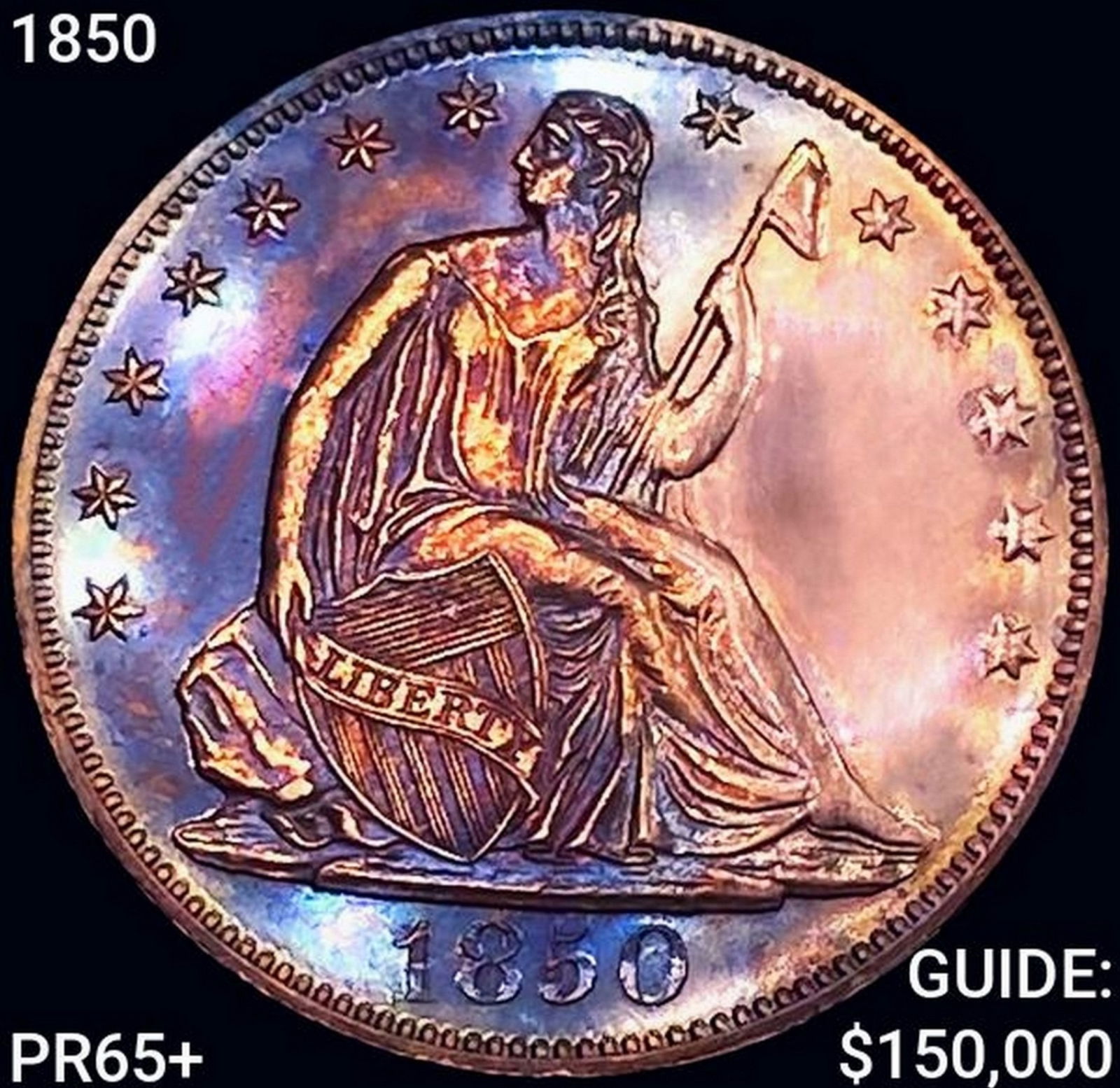 1850 Seated Liberty Half Dollar GEM PROOF +: 1850 Seated Liberty Half Dollar GEM PROOF +