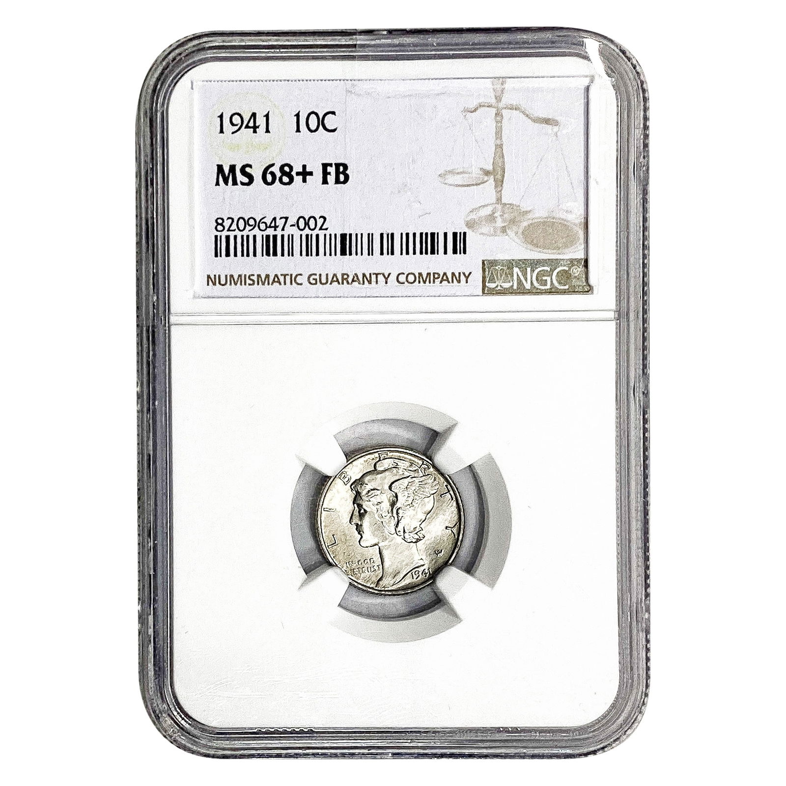 1941 Mercury Silver Dime NGC MS68+ FB: 1941 Mercury Silver Dime NGC MS68+ FB