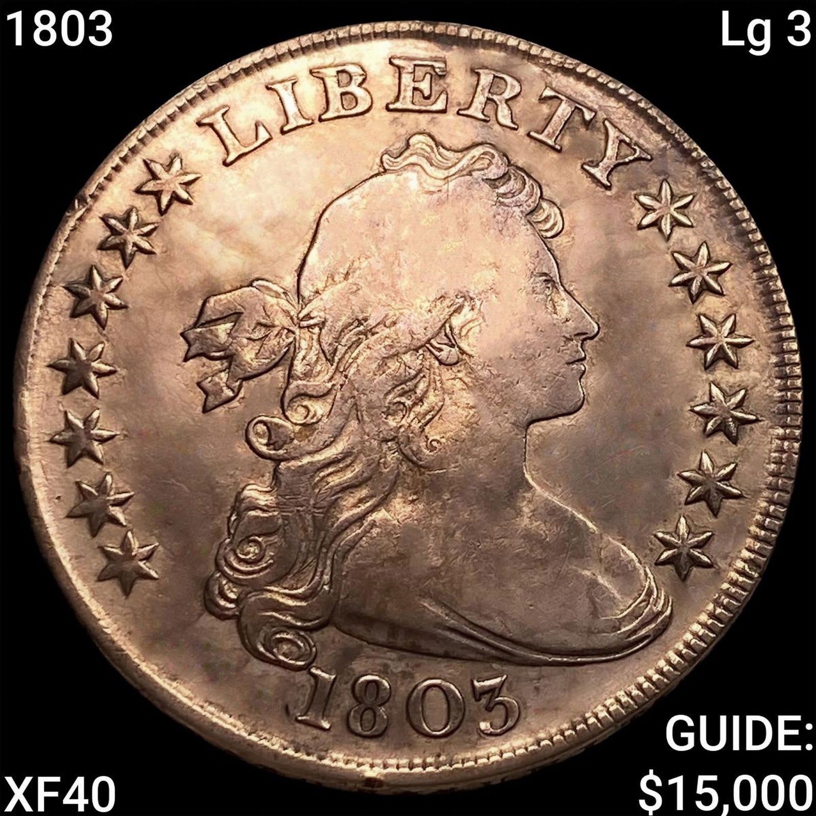 1803 Lg 3 Draped Bust Dollar NEARLY UNCIRCULATED (1 of 2)