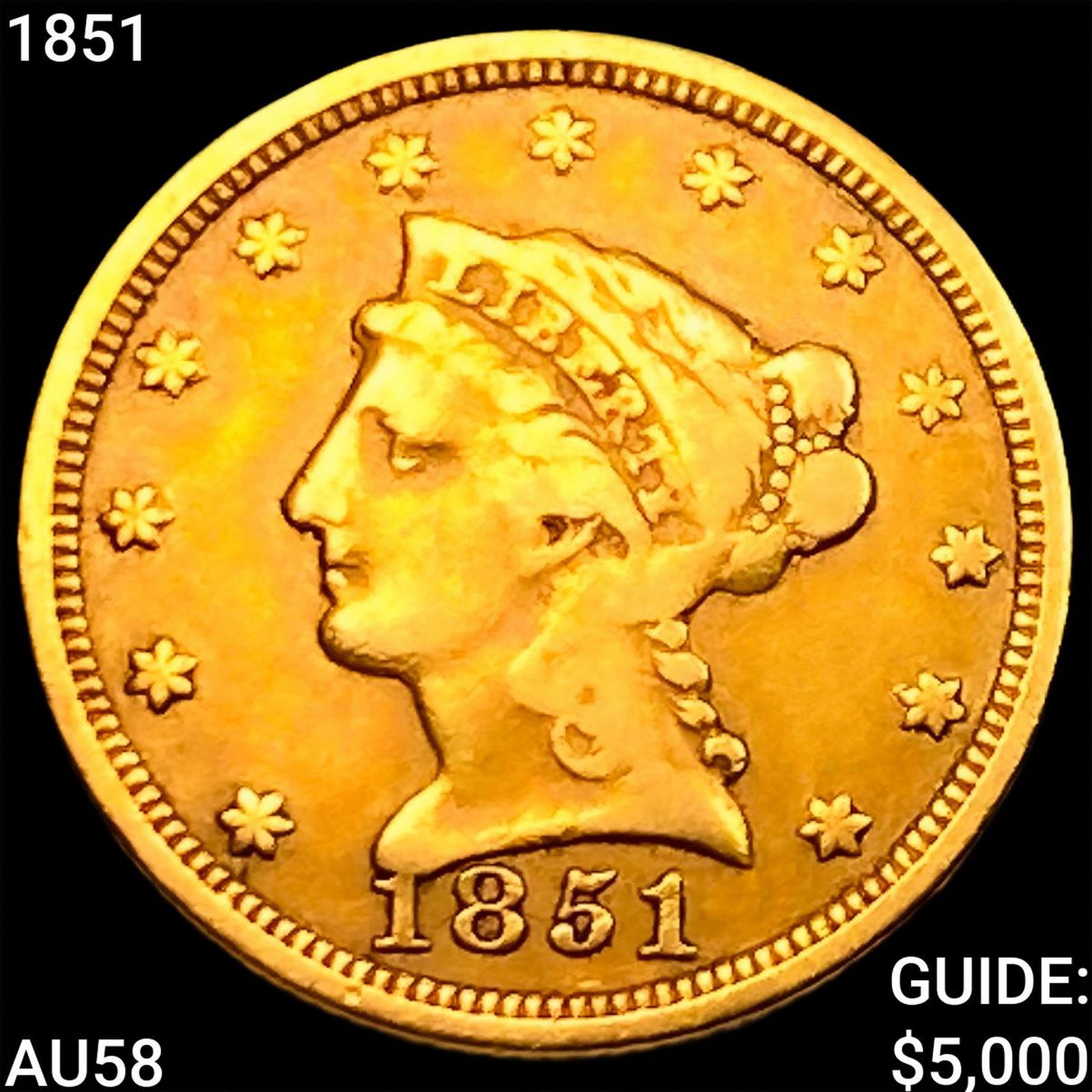 1851 $2.50 Gold Quarter Eagle CHOICE AU (1 of 2)