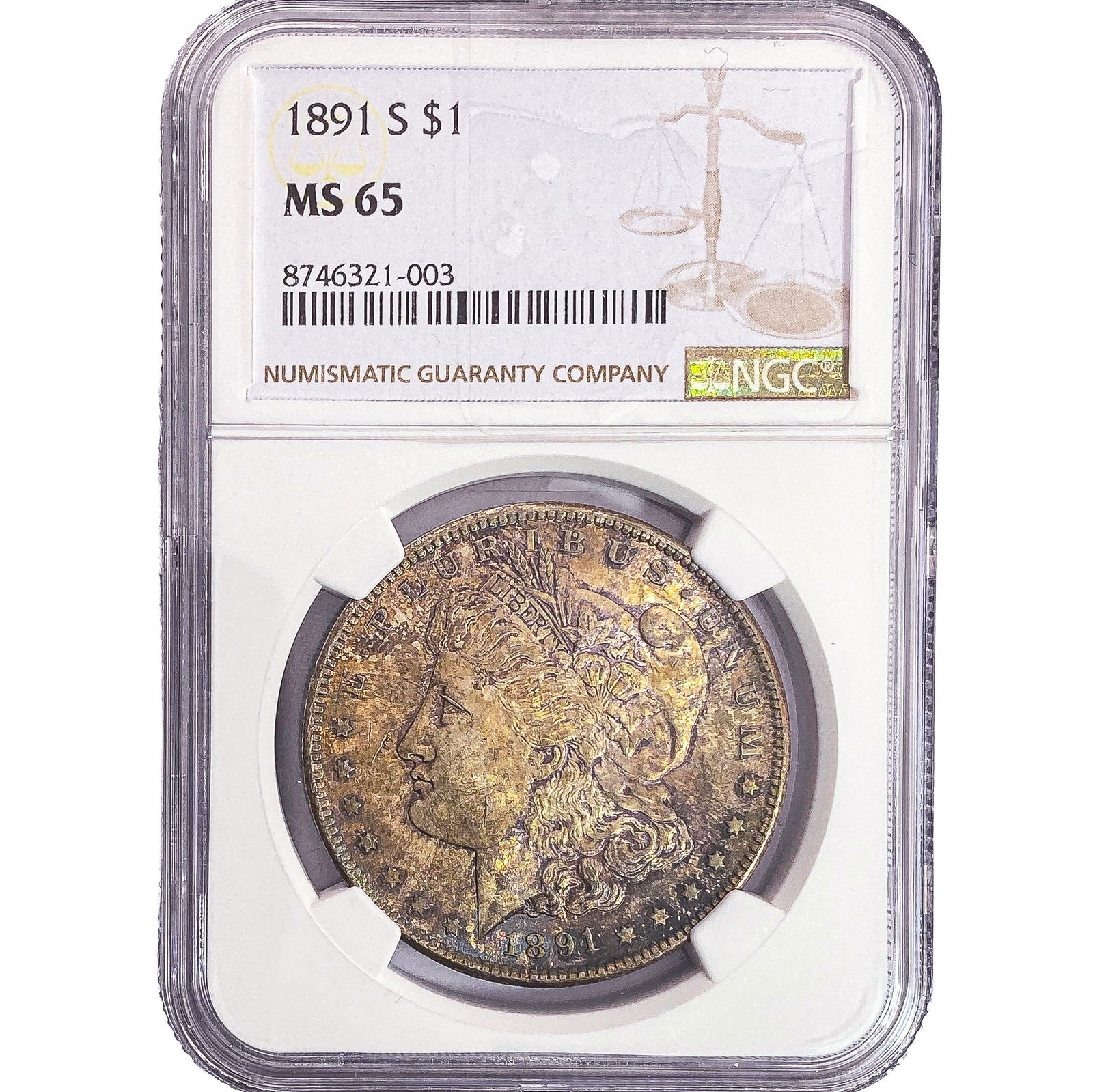 1891 Morgan Silver Dollar NGC MS65: 1891 Morgan Silver Dollar NGC MS65