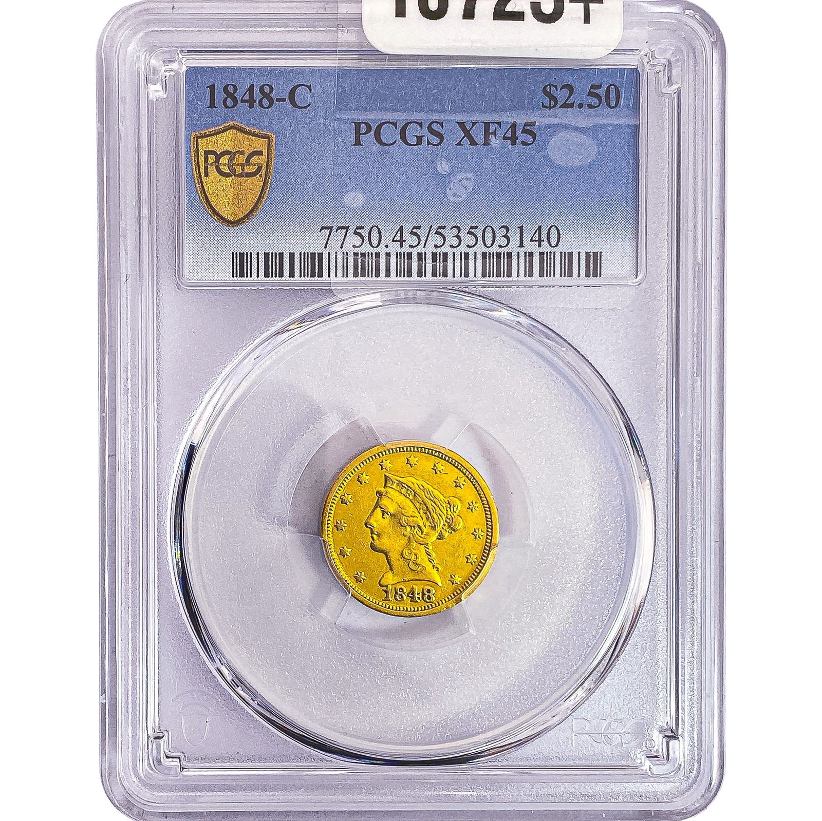 1848-C $2.50 Gold Quarter Eagle PCGS XF45: 1848-C $2.50 Gold Quarter Eagle PCGS XF45