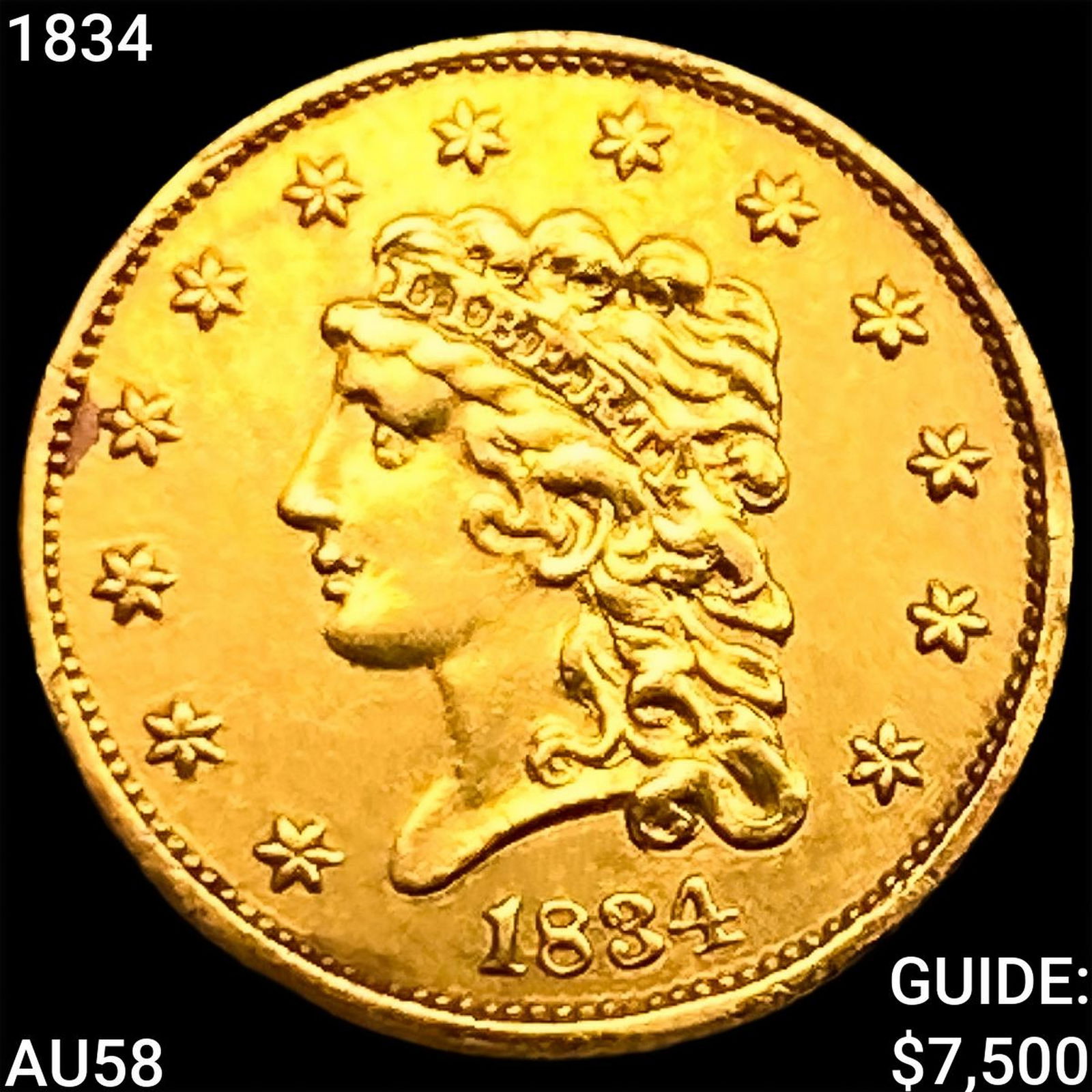 1834 $2.50 Gold Quarter Eagle CHOICE AU (1 of 2)