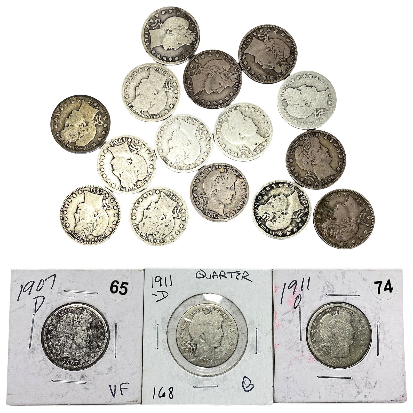 [18 Coins] 1903-1914 Barber Quarter (1 of 2)