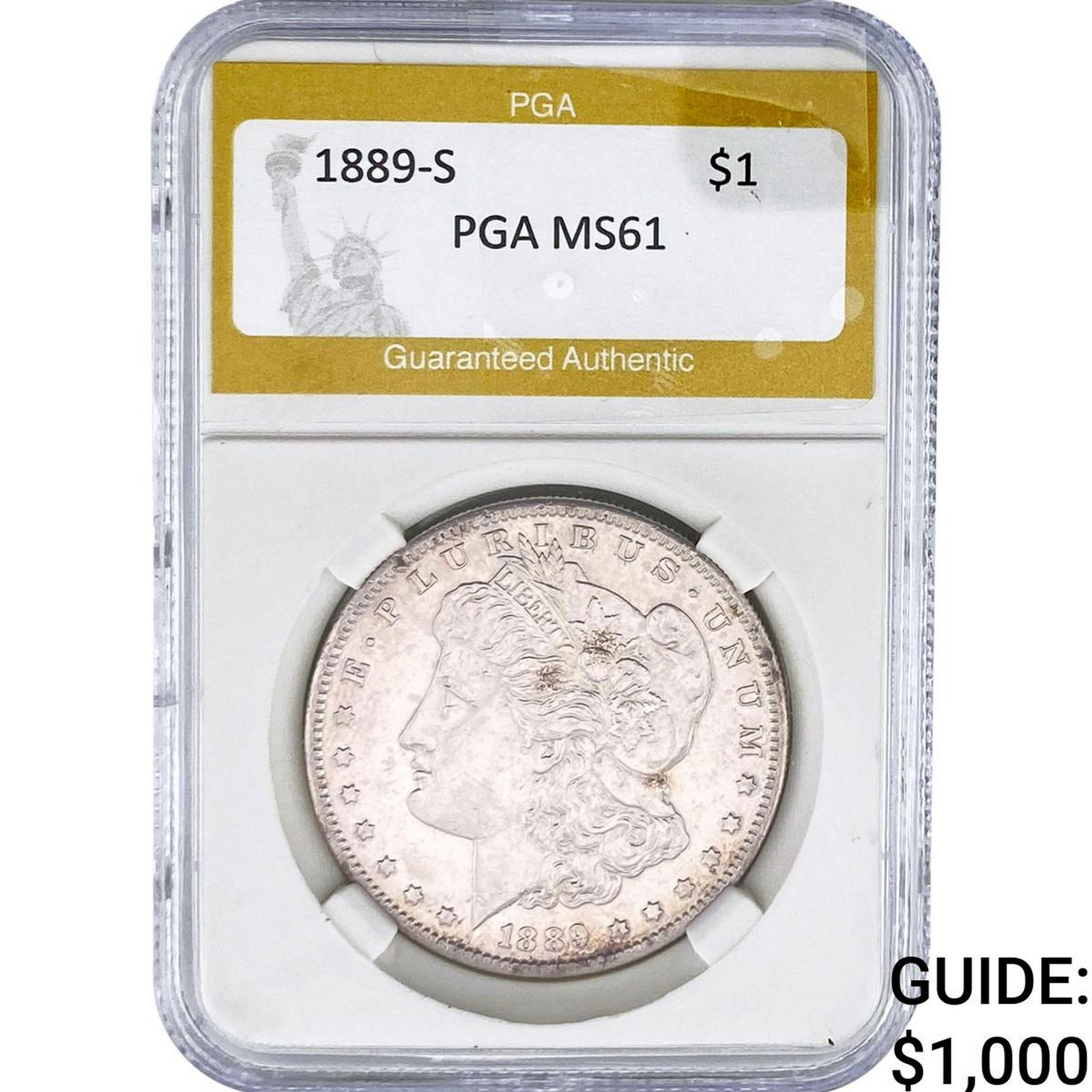1889-S Morgan Silver Dollar PGA MS61: 1889-S Morgan Silver Dollar PGA MS61