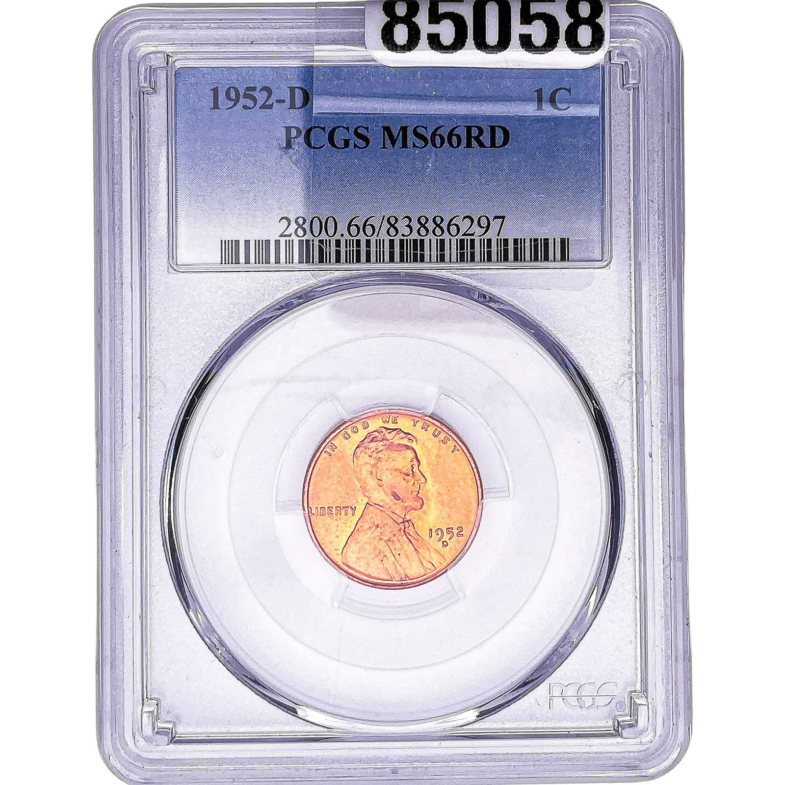 1952-D Wheat Cent PCGS MS66 RD: 1952-D Wheat Cent PCGS MS66 RD