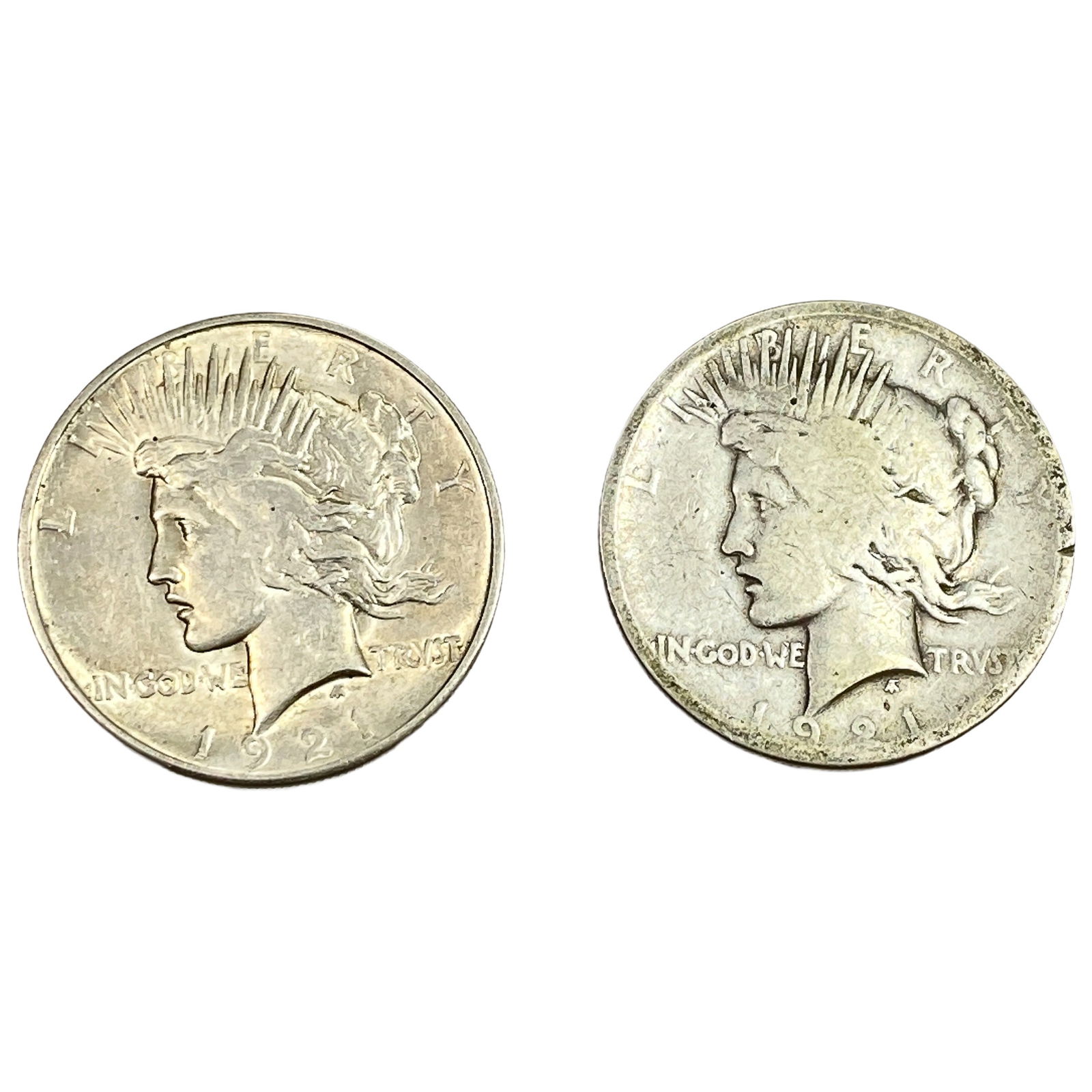 [2 Coins] 1921 Silver Peace Dollar (1 of 2)