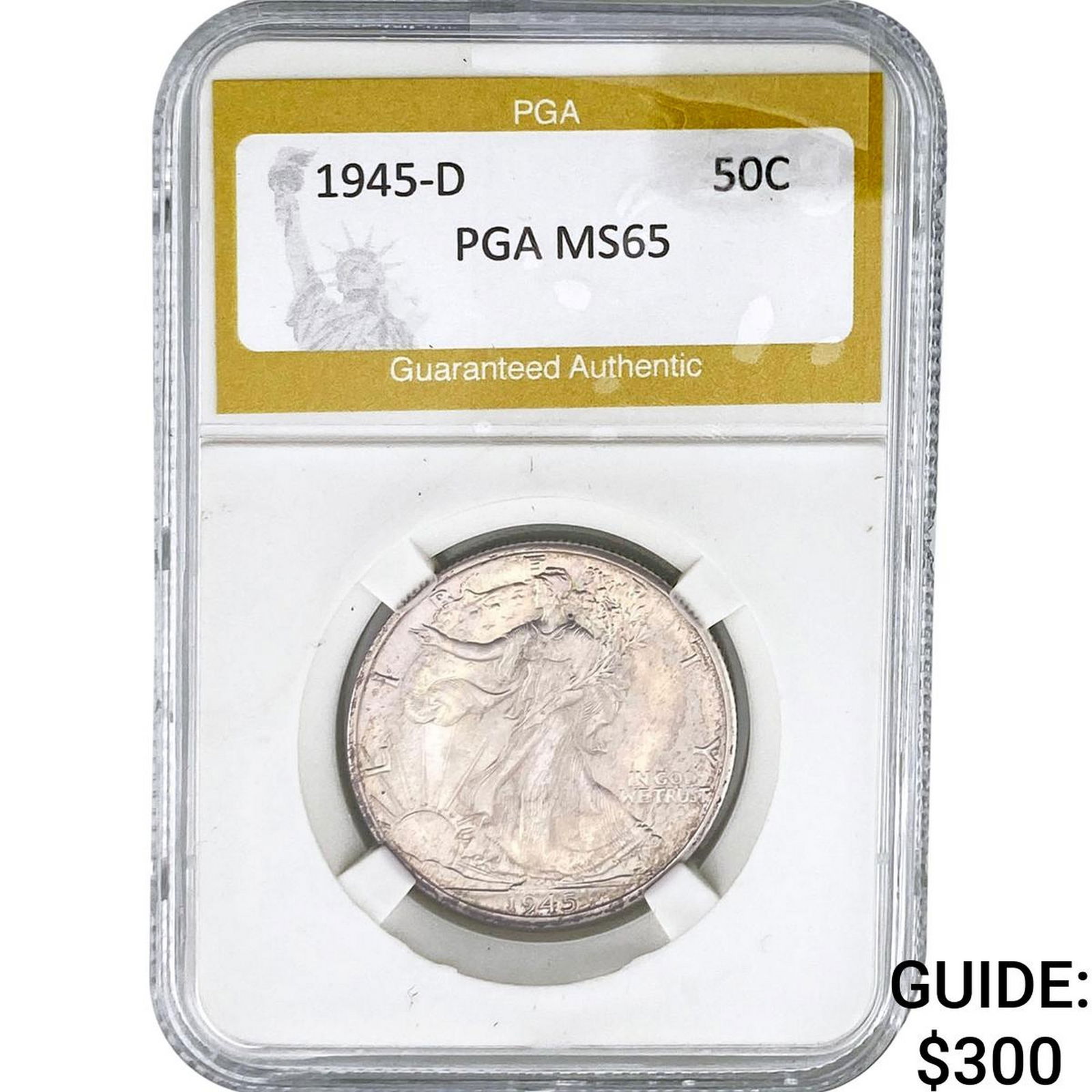 1945-D Walking Liberty Half Dollar PGA MS65: 1945-D Walking Liberty Half Dollar PGA MS65