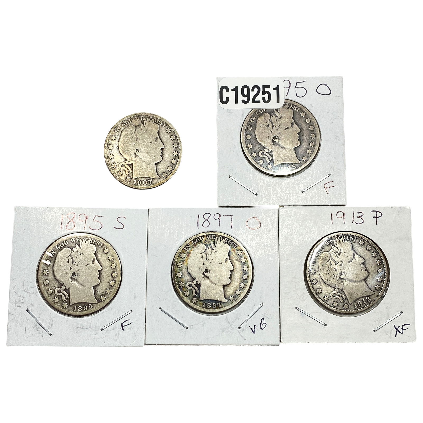 [5 Coins] 1895-1913 Barber Half Dollar: [5 Coins] 1895-1913 Barber Half Dollar