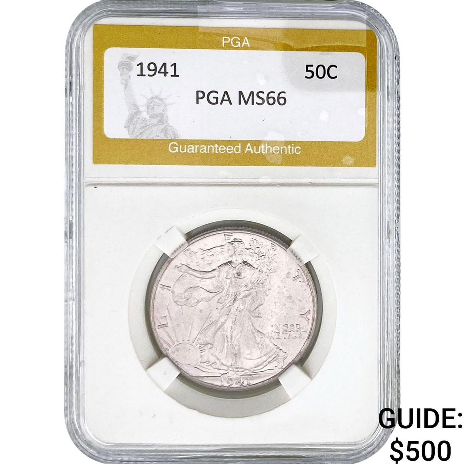 1941 Walking Liberty Half Dollar PGA MS66: 1941 Walking Liberty Half Dollar PGA MS66