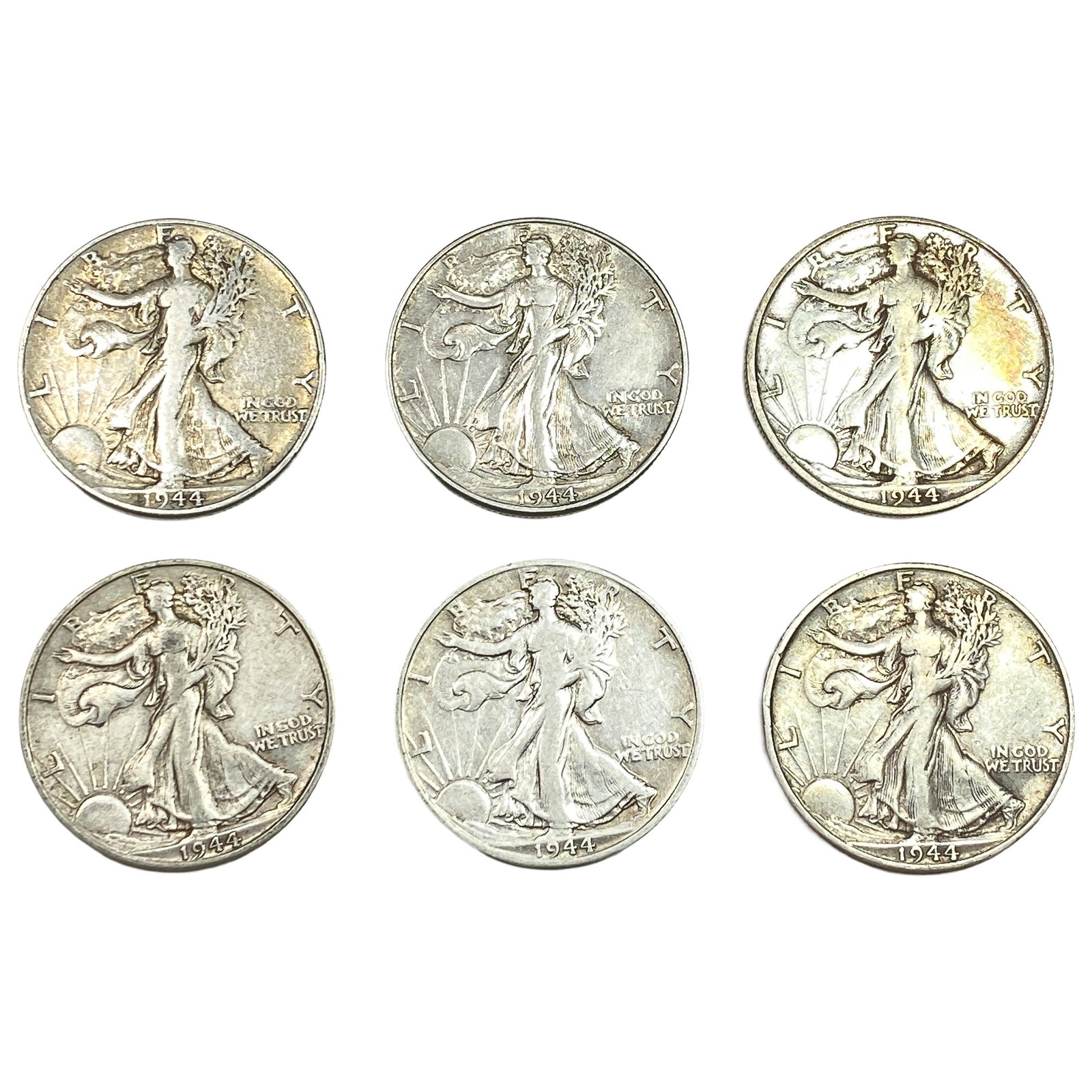 [6 Coins] 1944-1945 Walking Liberty Half Dollar: [6 Coins] 1944-1945 Walking Liberty Half Dollar