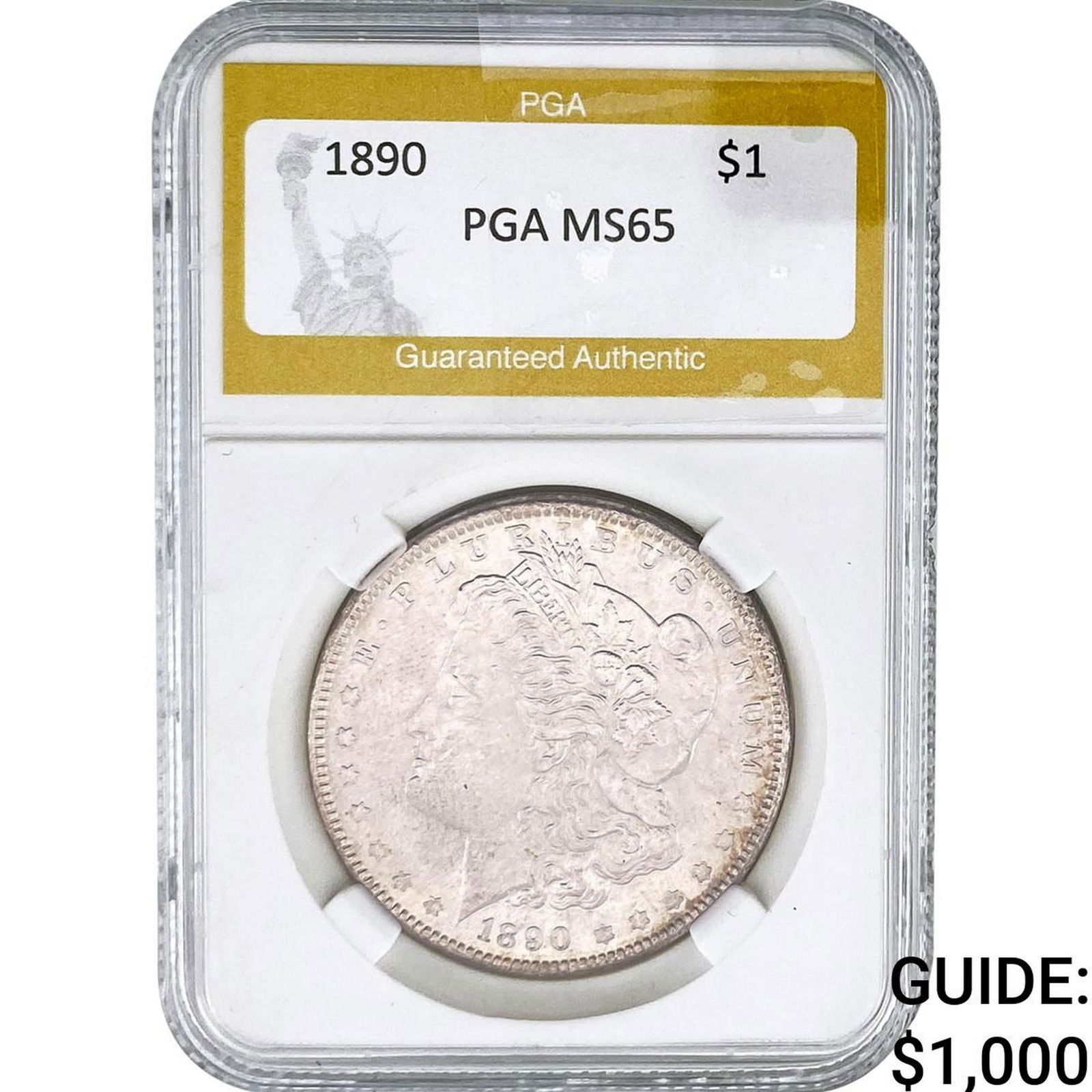 1890 Morgan Silver Dollar PGA MS65: 1890 Morgan Silver Dollar PGA MS65