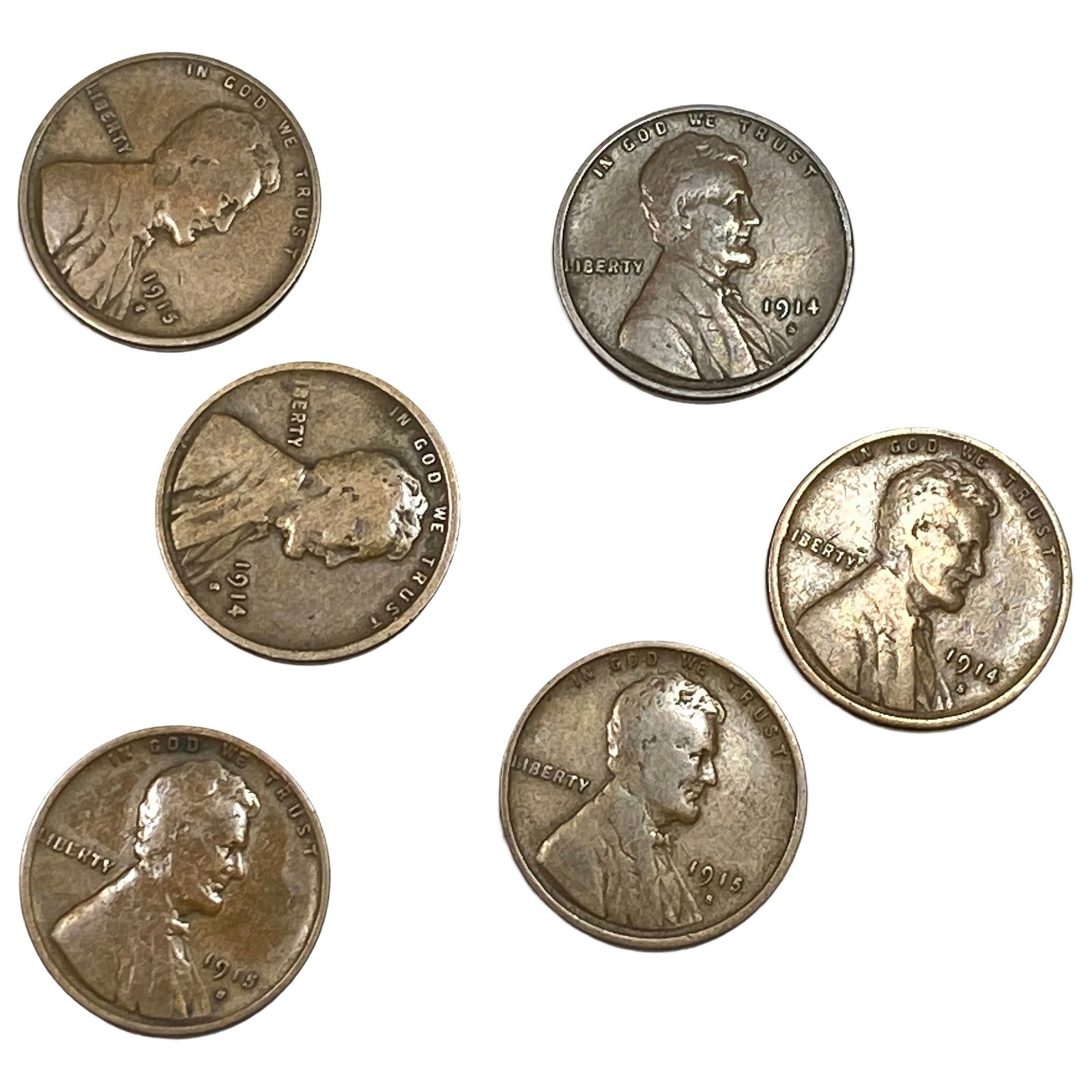 [6 Coins] 1914-S-1915-S Wheat Cent (1 of 2)
