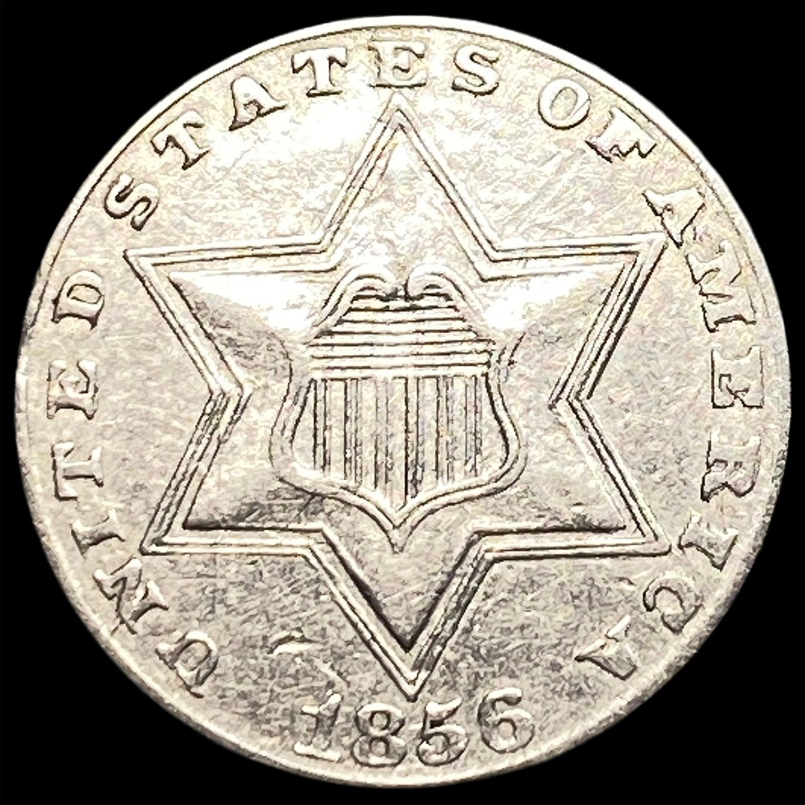 1856 Silver Three-Cent Piece NEARLY UNCIRCULATED (1 of 2)