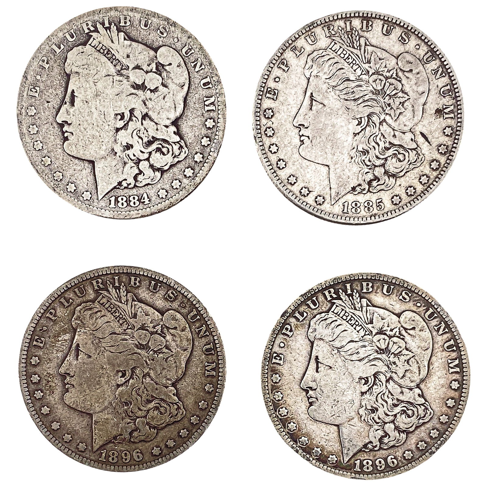 [4 Coins] 1884-1896 Morgan Silver Dollar (1 of 2)