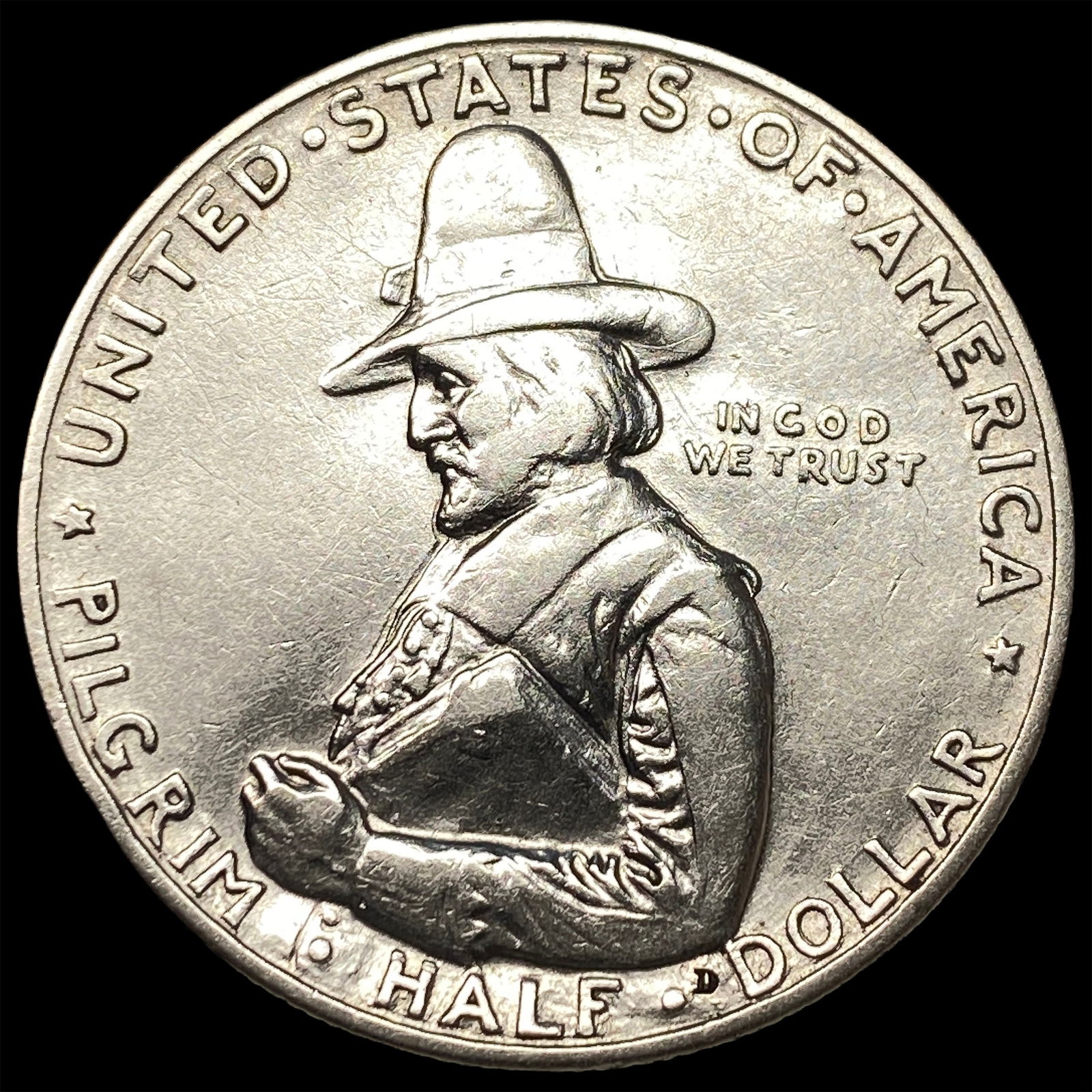 1920 Silver Half Dollar Pilgrim Tercentenary NEARLY UNCIRCULATED: 1920 Silver Half Dollar Pilgrim Tercentenary NEARLY UNCIRCULATED