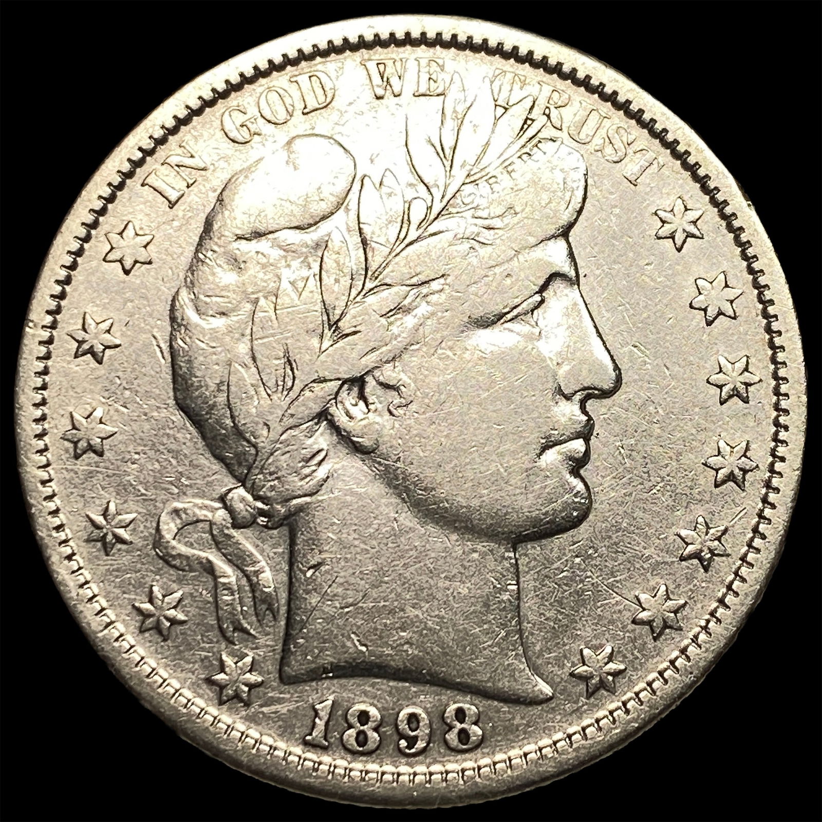 1898-S Silver Barber Half Dollar NEARLY UNCIRCULATED: 1898-S Silver Barber Half Dollar NEARLY UNCIRCULATED