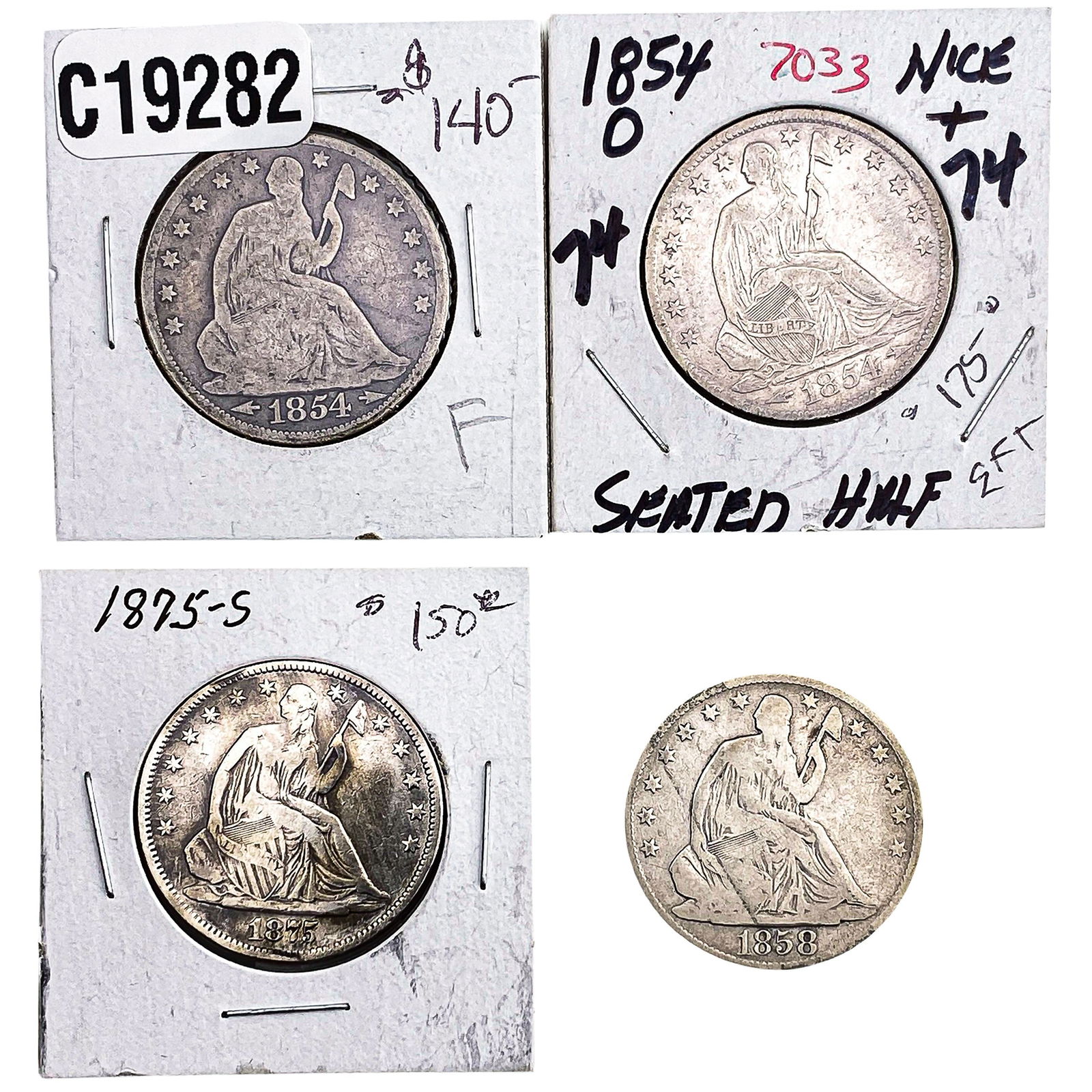 [4 Coins] 1854-1875 Seated Liberty Half Dollar (1 of 2)