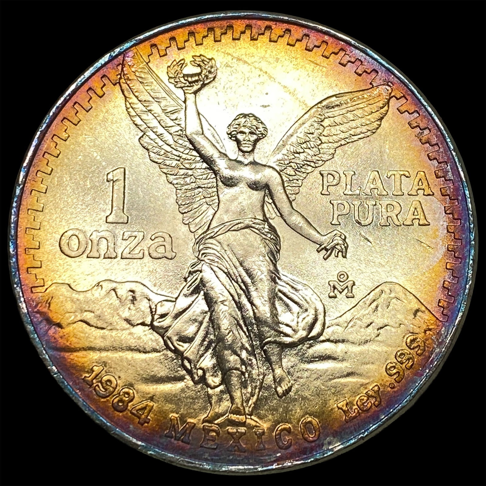 1984 Toned Mexico Silver 1 Onza Libertad SUPERB GEM BU: 1984 Toned Mexico Silver 1 Onza Libertad SUPERB GEM BU