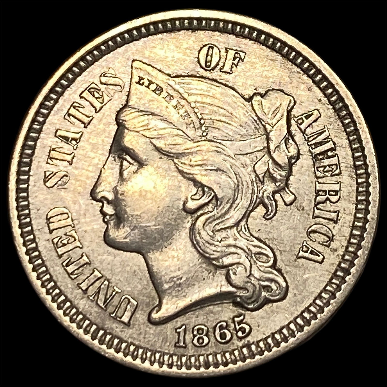 1865 Nickel Three-Cent Piece CLOSELY UNCIRCULATED (1 of 2)
