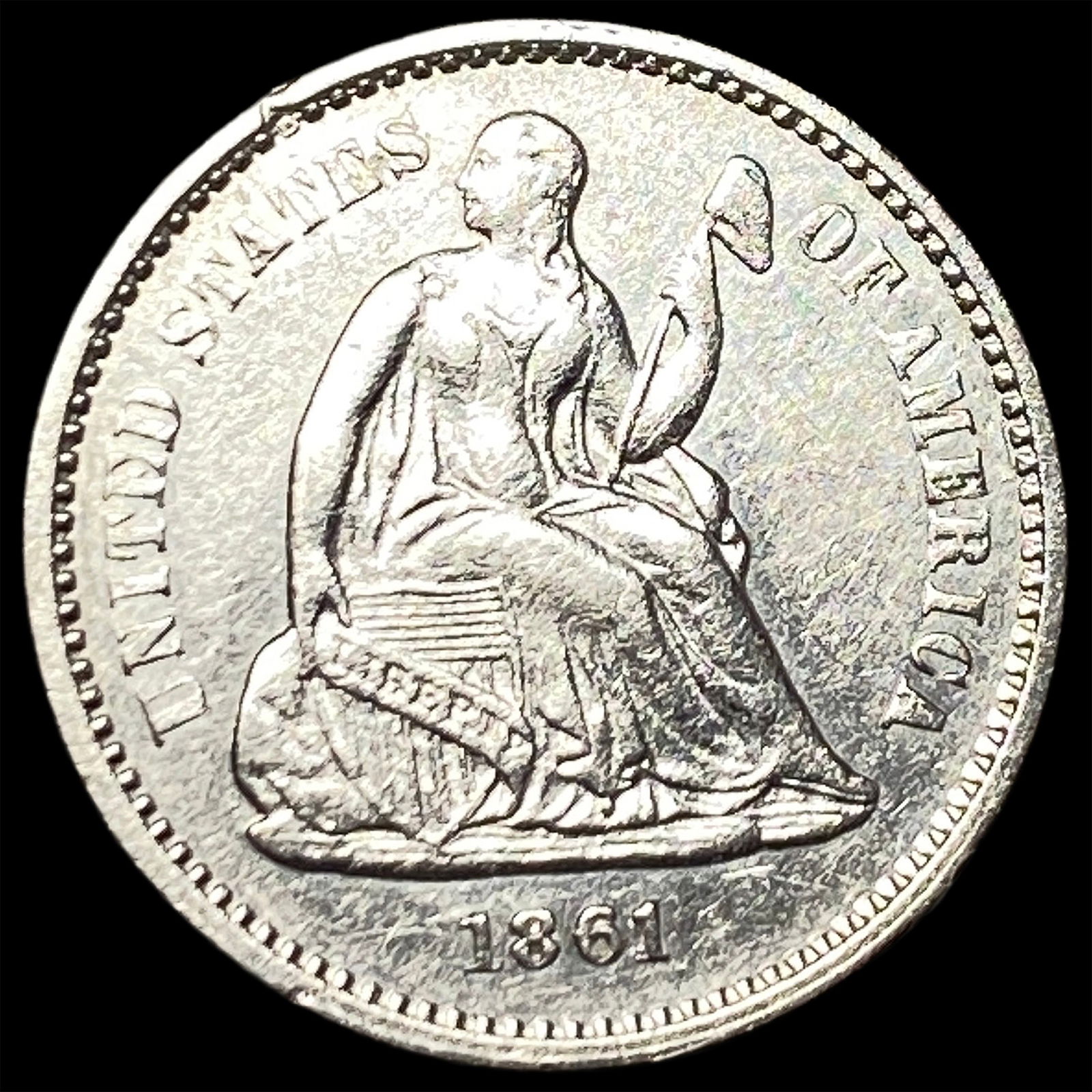 1861 Silver Half Dime CLOSELY UNCIRCULATED: 1861 Silver Half Dime CLOSELY UNCIRCULATED