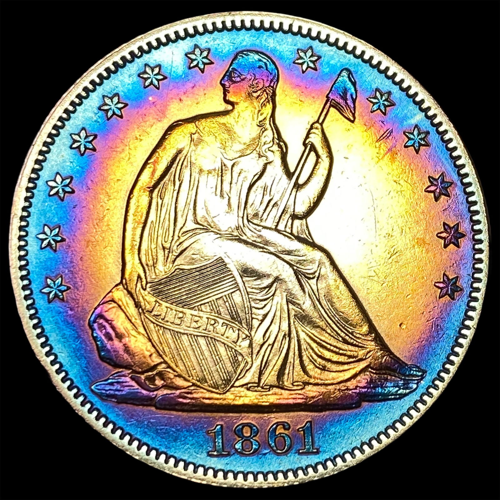 1861 Silver Seated Liberty Half Dollar CLOSELY UNCIRCULATED (1 of 2)