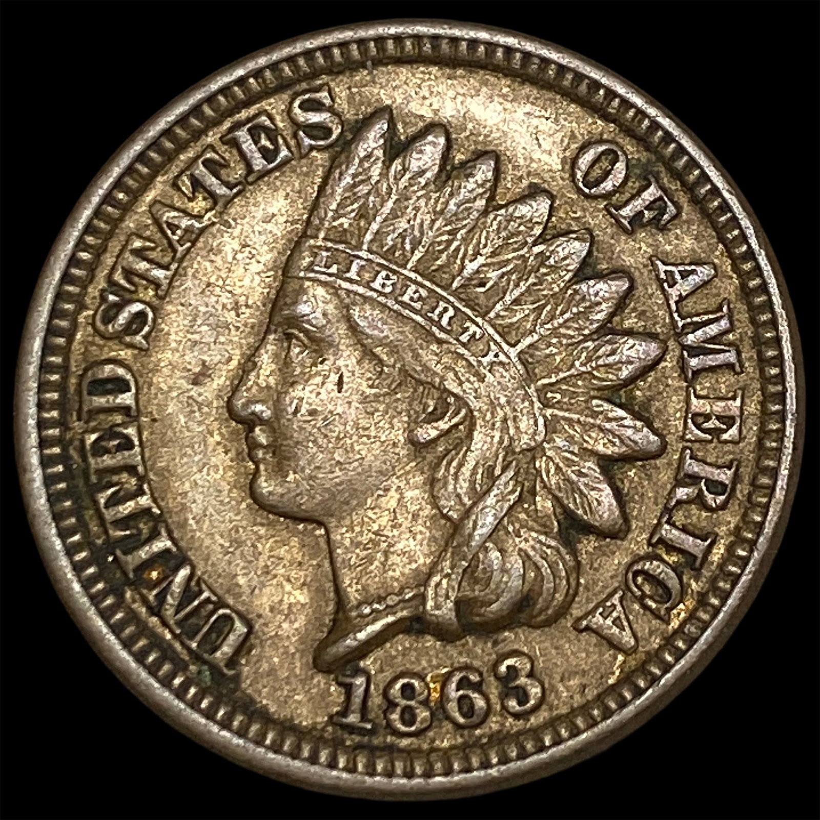 1863 Copper-Nickel Indian Head Cent CLOSELY UNCIRCULATED: 1863 Copper-Nickel Indian Head Cent CLOSELY UNCIRCULATED