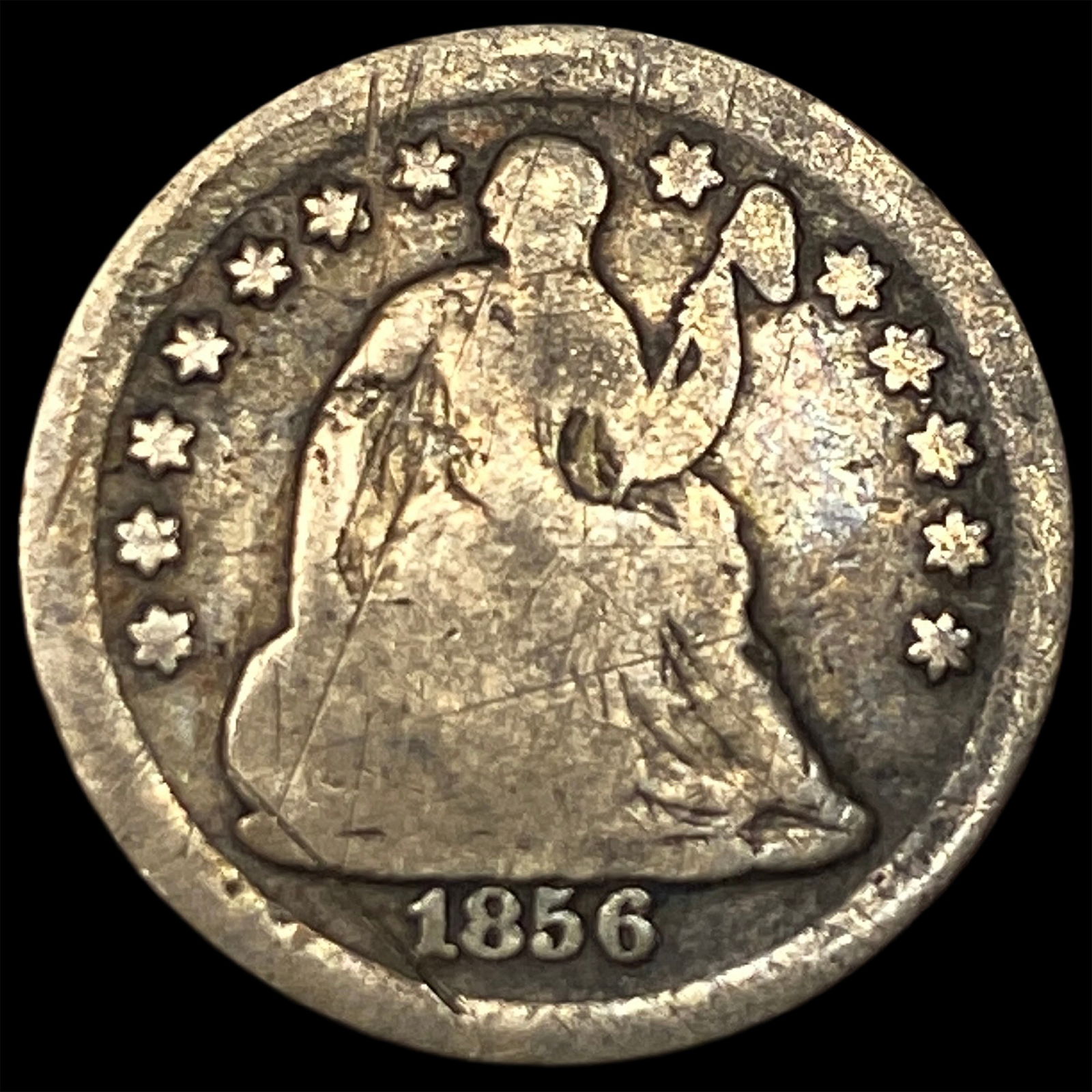 1856 Silver Seated Liberty Half Dime NICELY CIRCULATED (1 of 2)