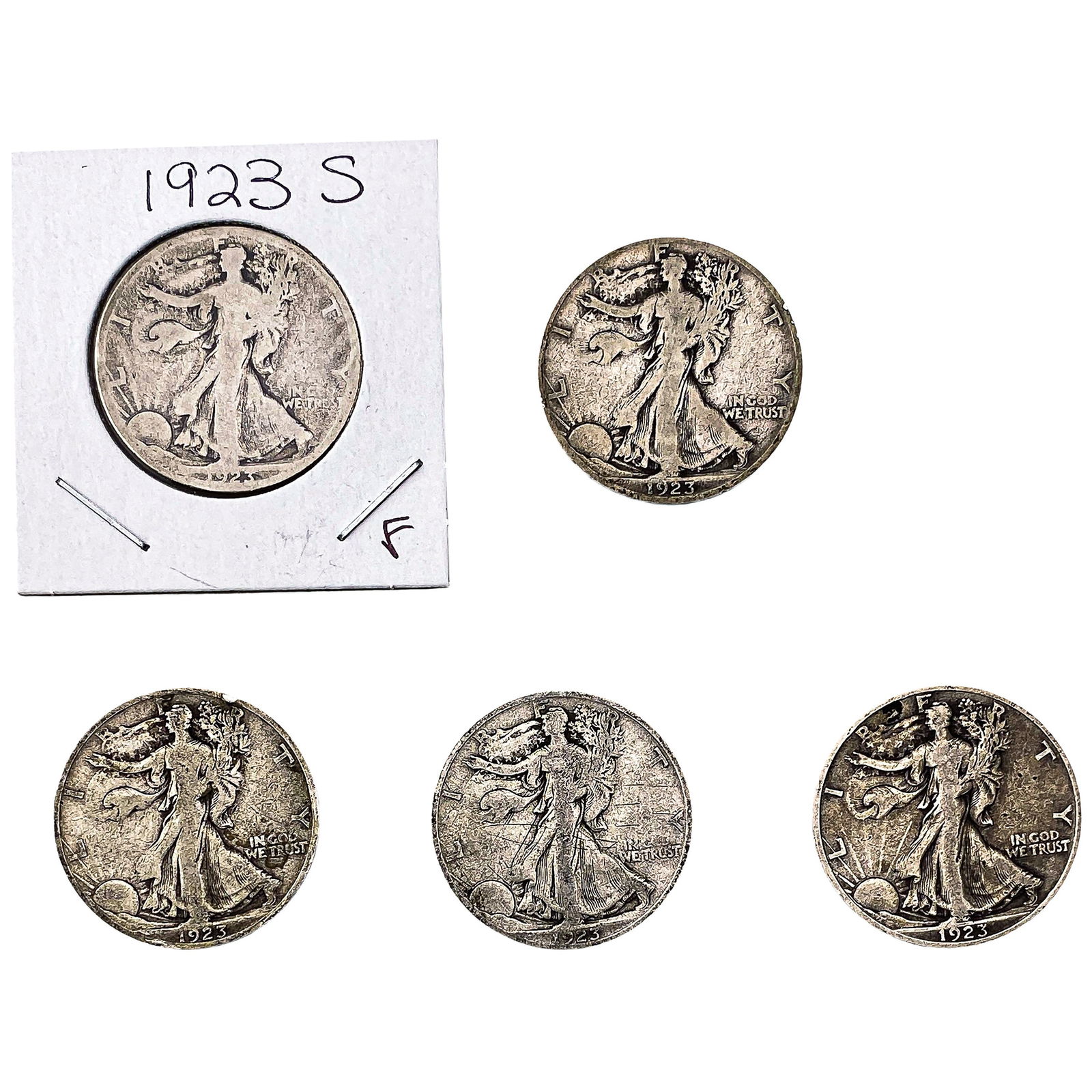 [5 Coins] 1923-S Walking Liberty Half Dollar: [5 Coins] 1923-S Walking Liberty Half Dollar