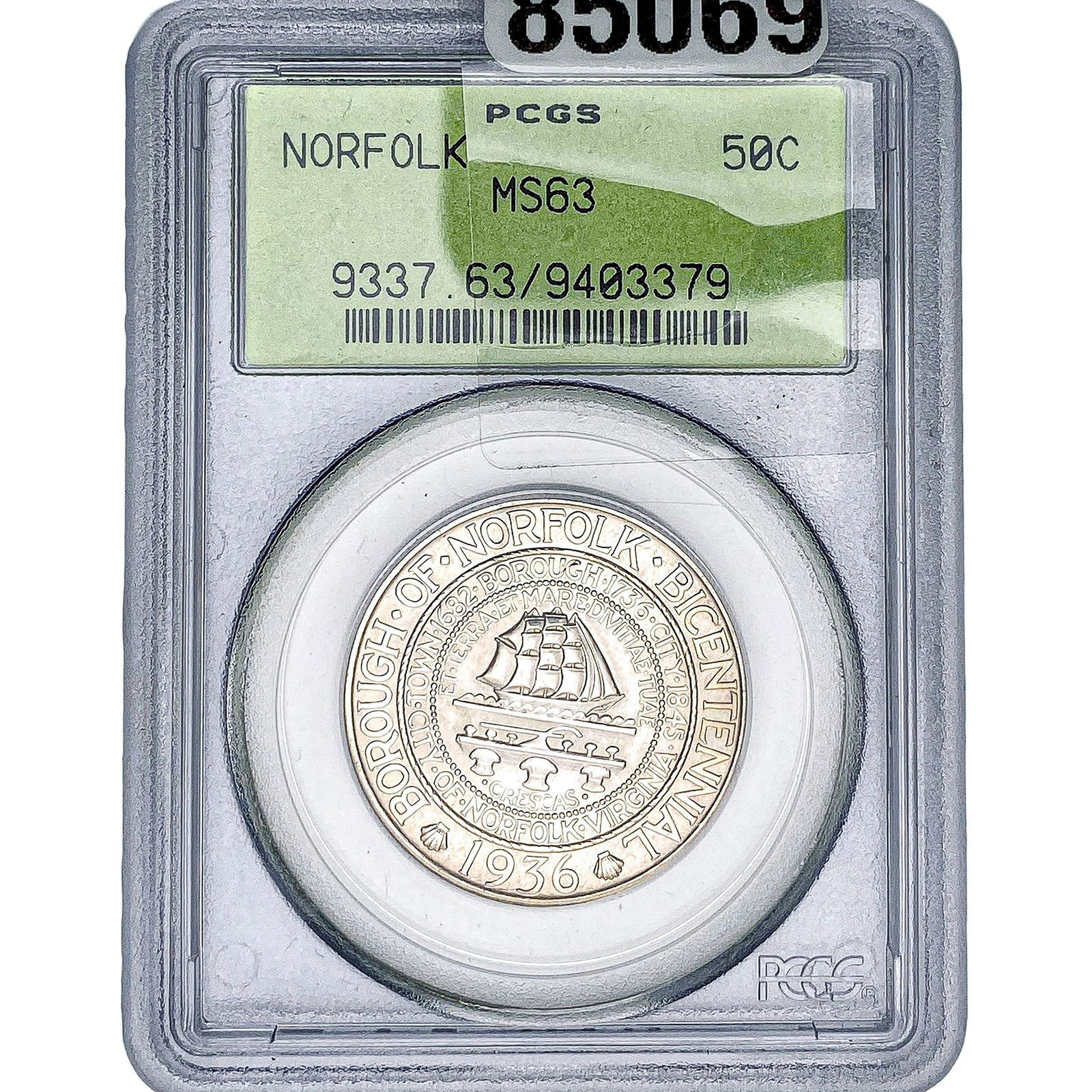 1936 Norfolk Half Dollar PCGS MS63: 1936 Norfolk Half Dollar PCGS MS63