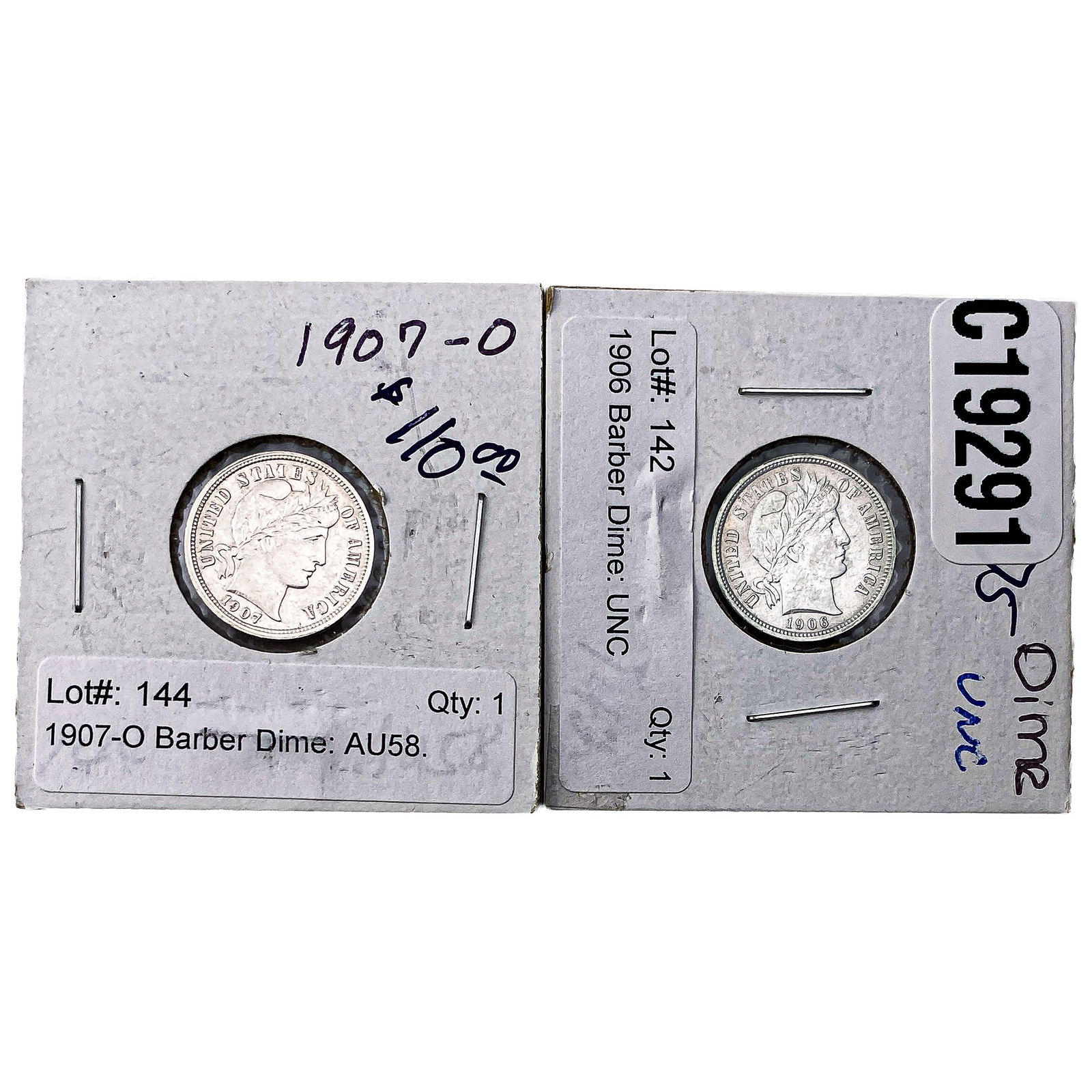 [2 Coins] 1906-1907 Barber Dime: [2 Coins] 1906-1907 Barber Dime