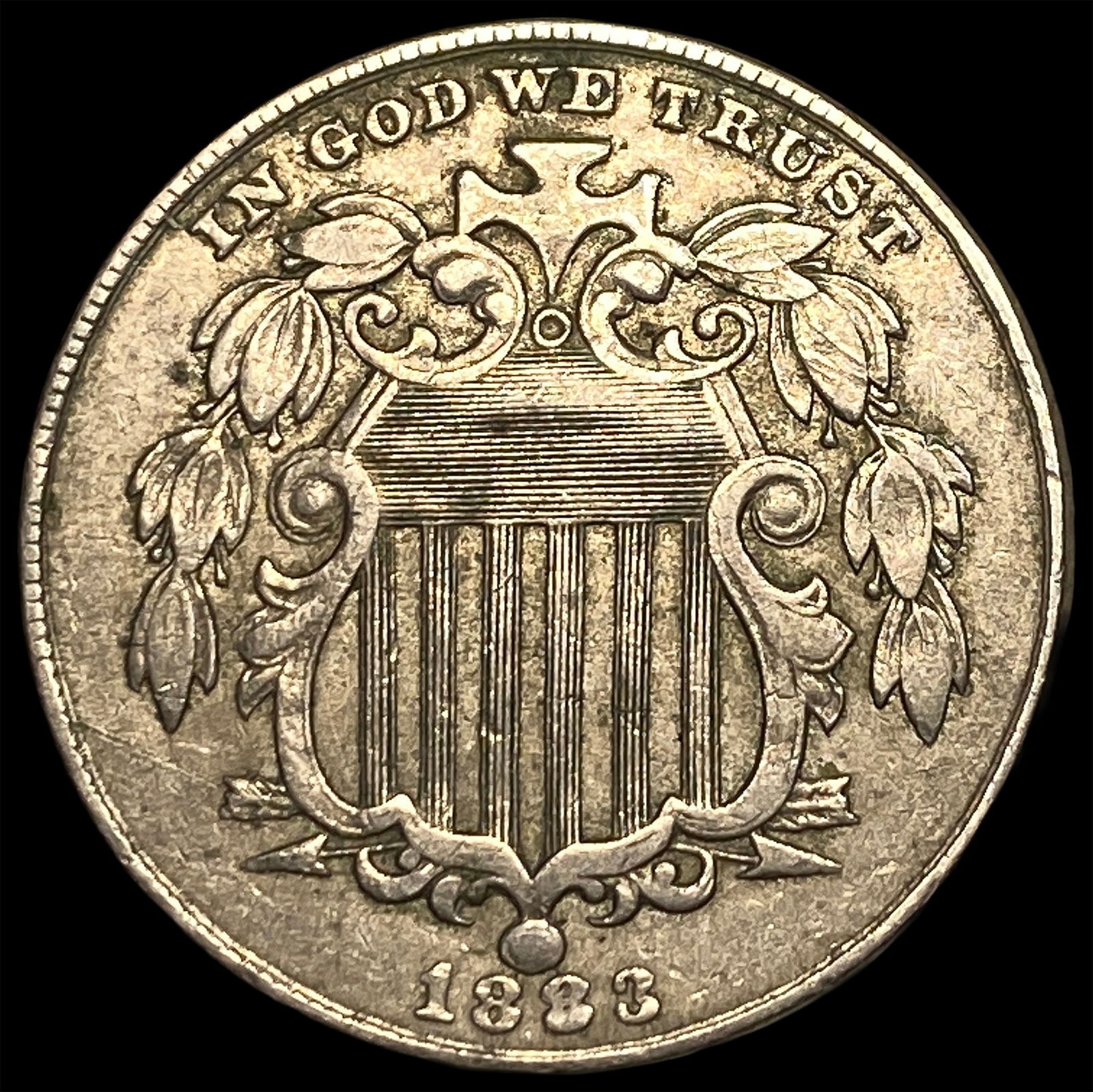 1883 Shield Nickel NEARLY UNCIRCULATED: 1883 Shield Nickel NEARLY UNCIRCULATED