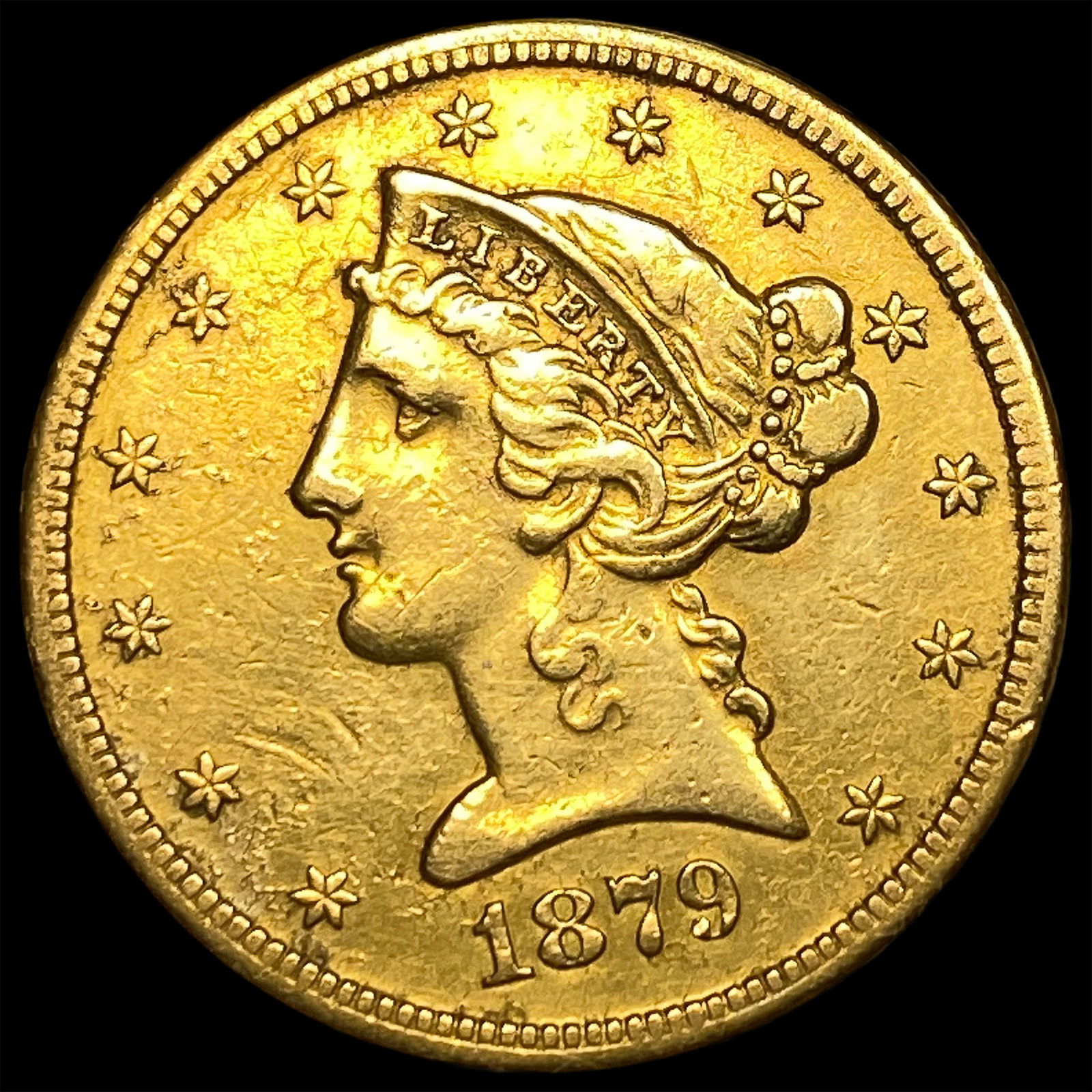 1879-S Liberty Head Half Eagle $5 Gold CLOSELY UNCIRCULATED: 1879-S Liberty Head Half Eagle $5 Gold CLOSELY UNCIRCULATED