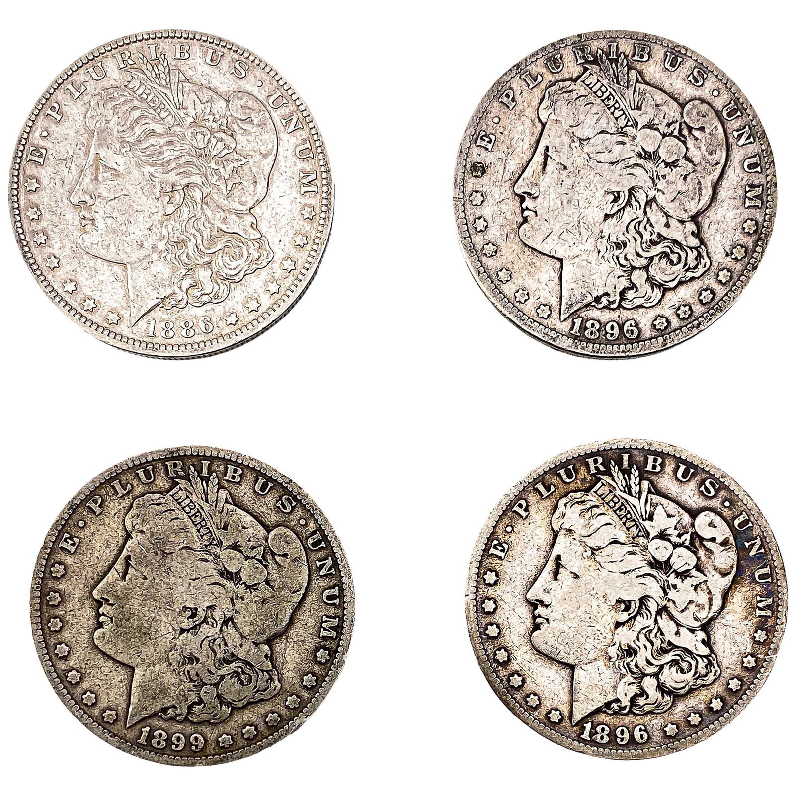 [4 Coins] 1886-1899 Morgan Silver Dollar (1 of 2)